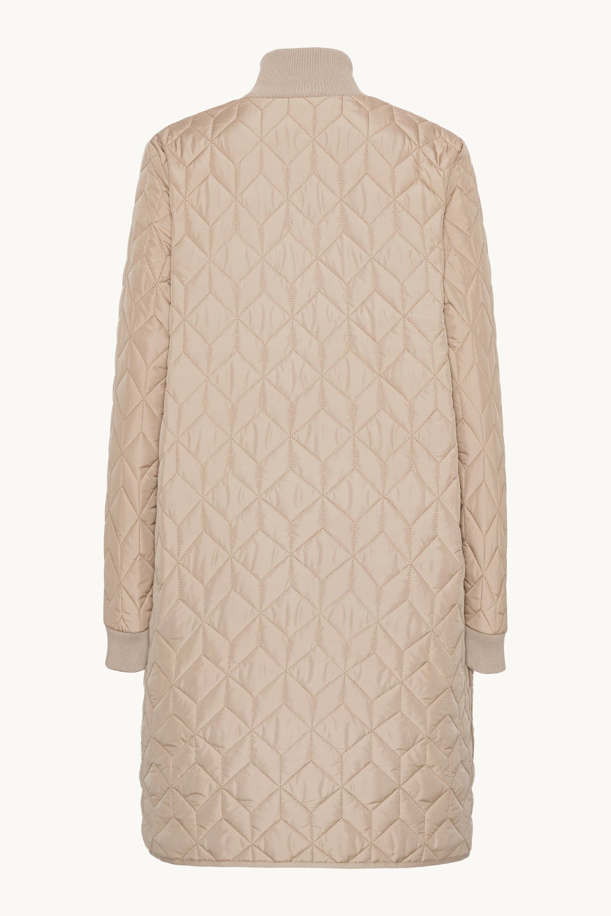Long A-Lined Quilted Jacket - Wheat