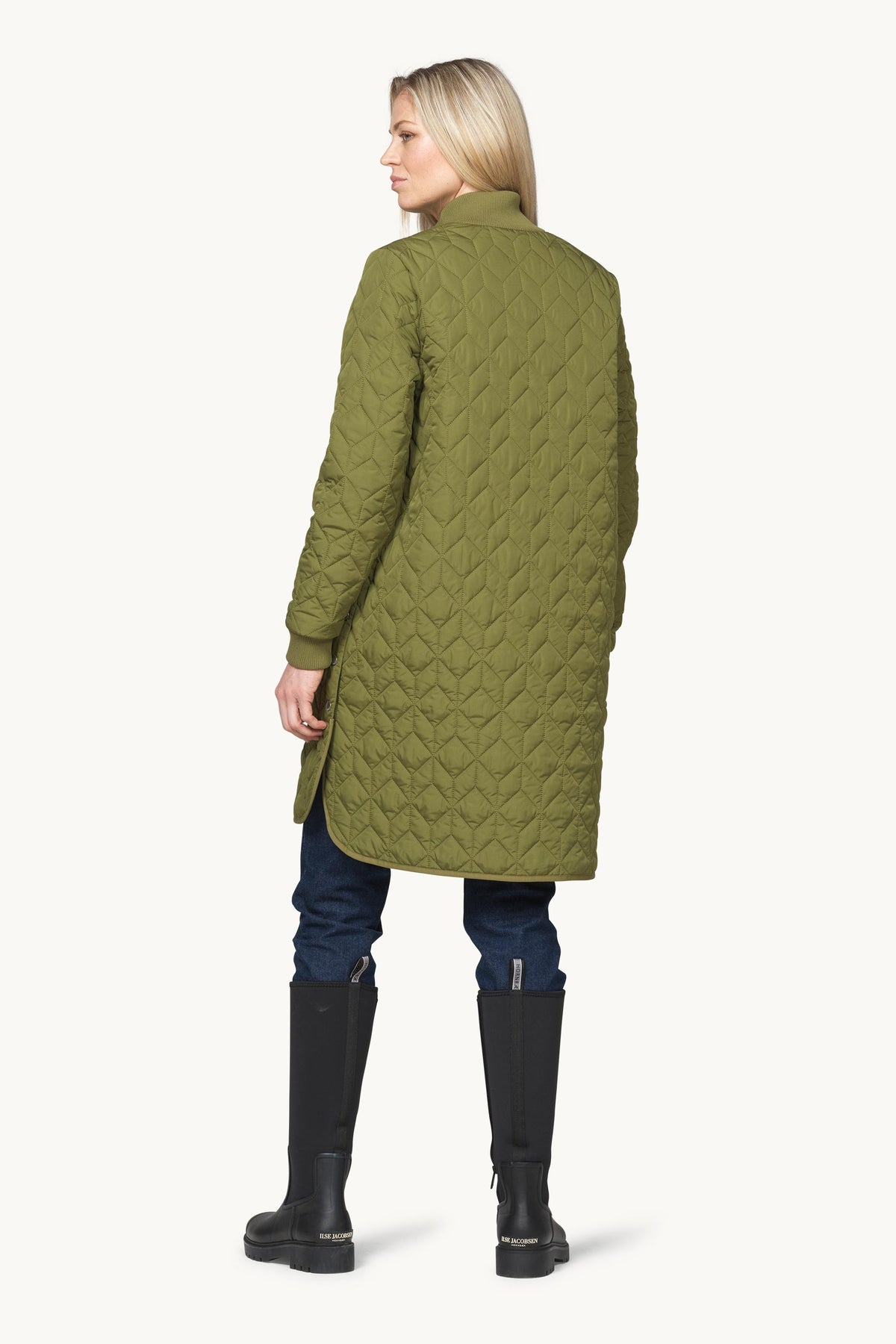 Long A-Lined Quilted Jacket - Sphagnum