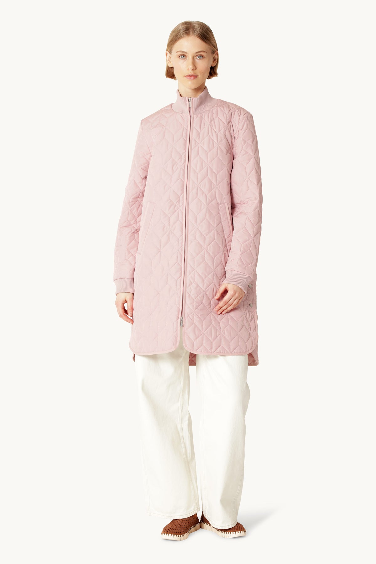 Long A-Lined Quilted Jacket - Burnished Lilac