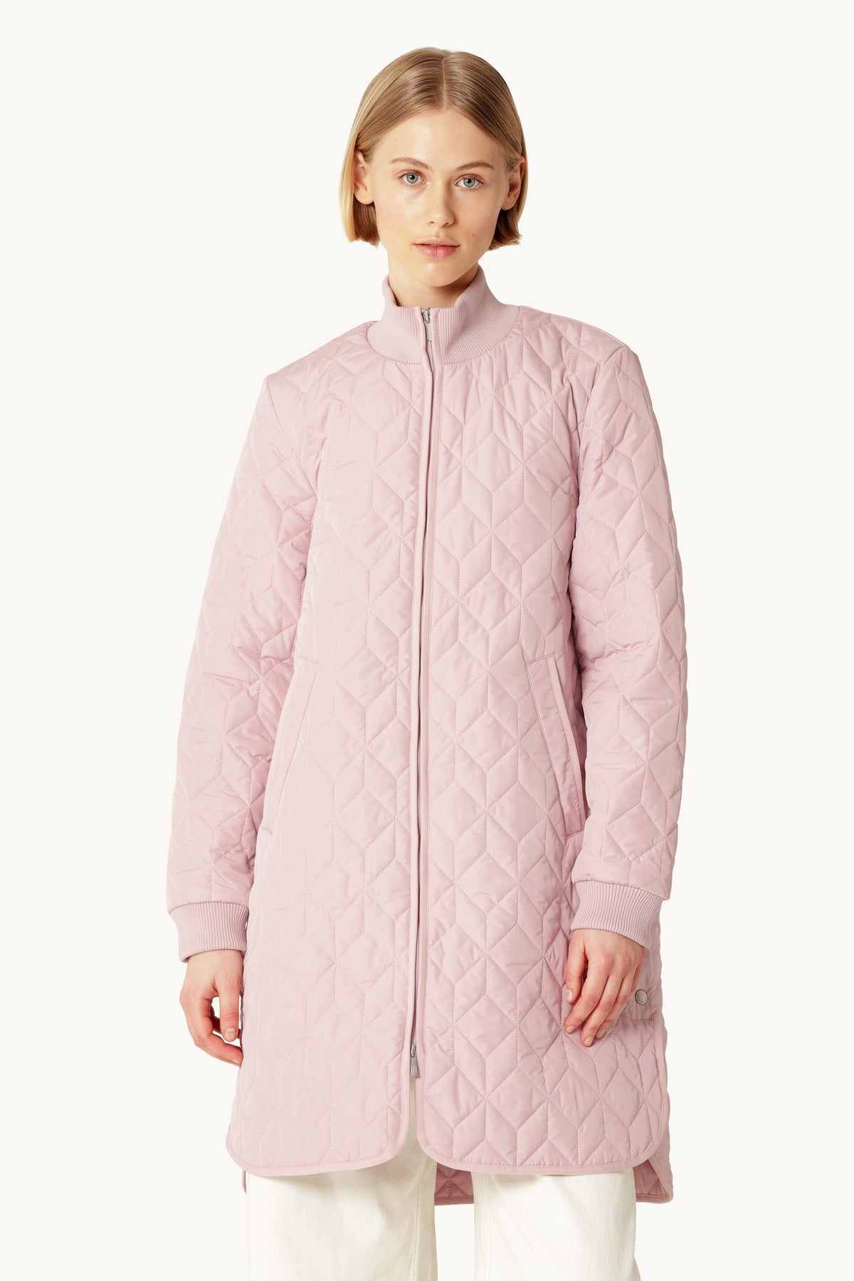 Long A-Lined Quilted Jacket - Burnished Lilac