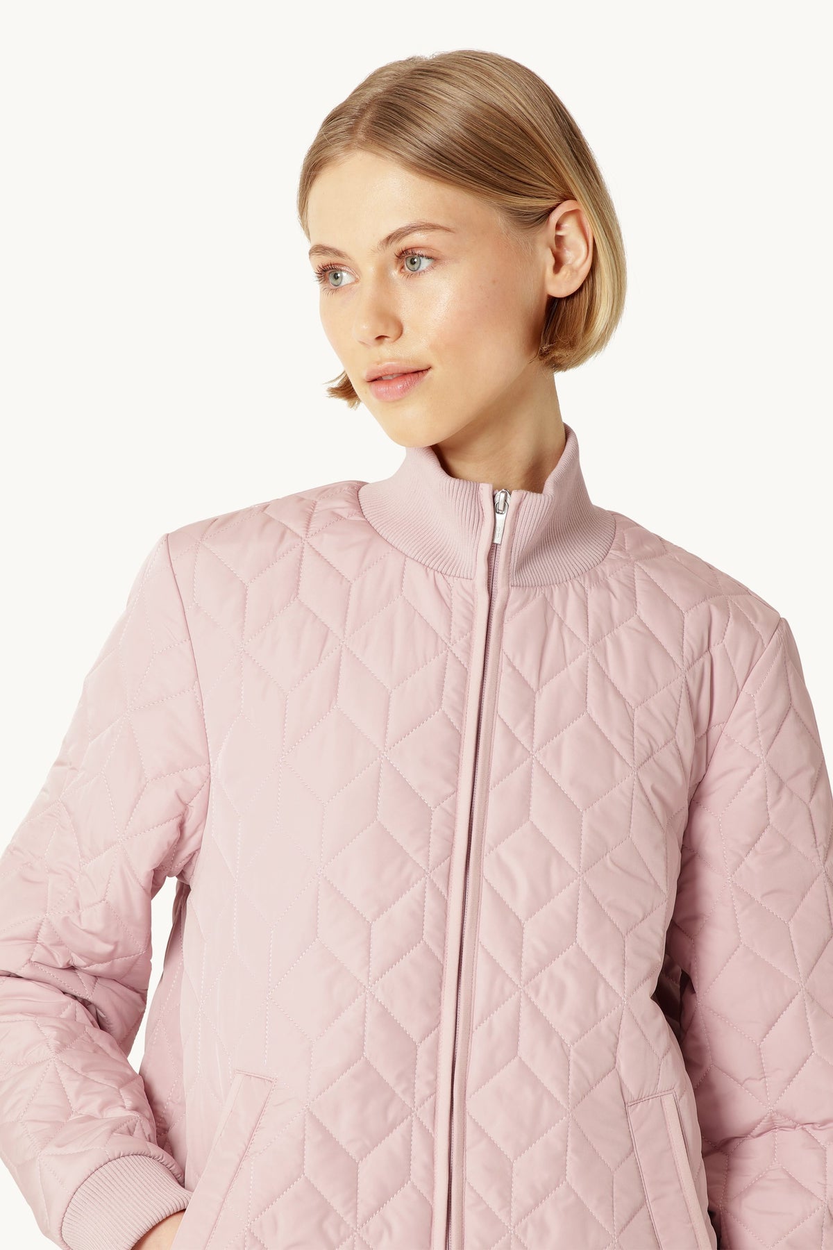 Long A-Lined Quilted Jacket - Burnished Lilac