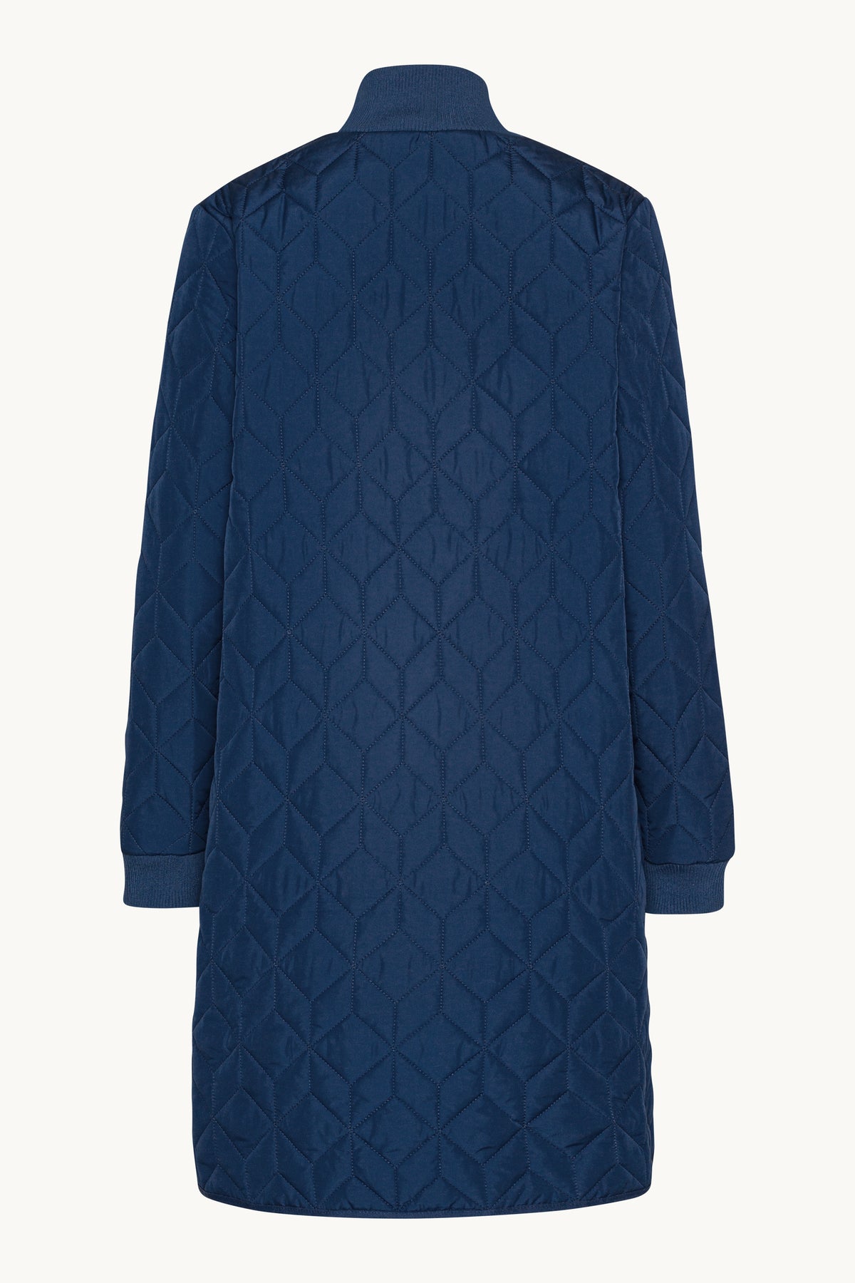 Long A-Lined Quilted Jacket - Estate Blue