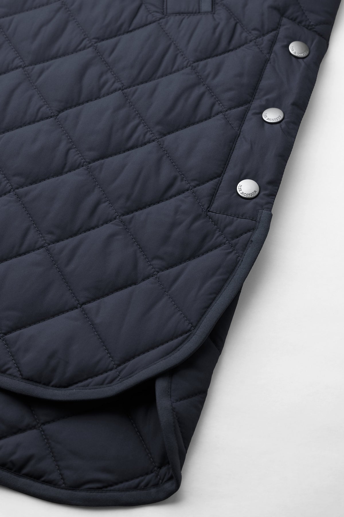 Long A-Lined Quilted Vest with Side Slit - Dark Indigo