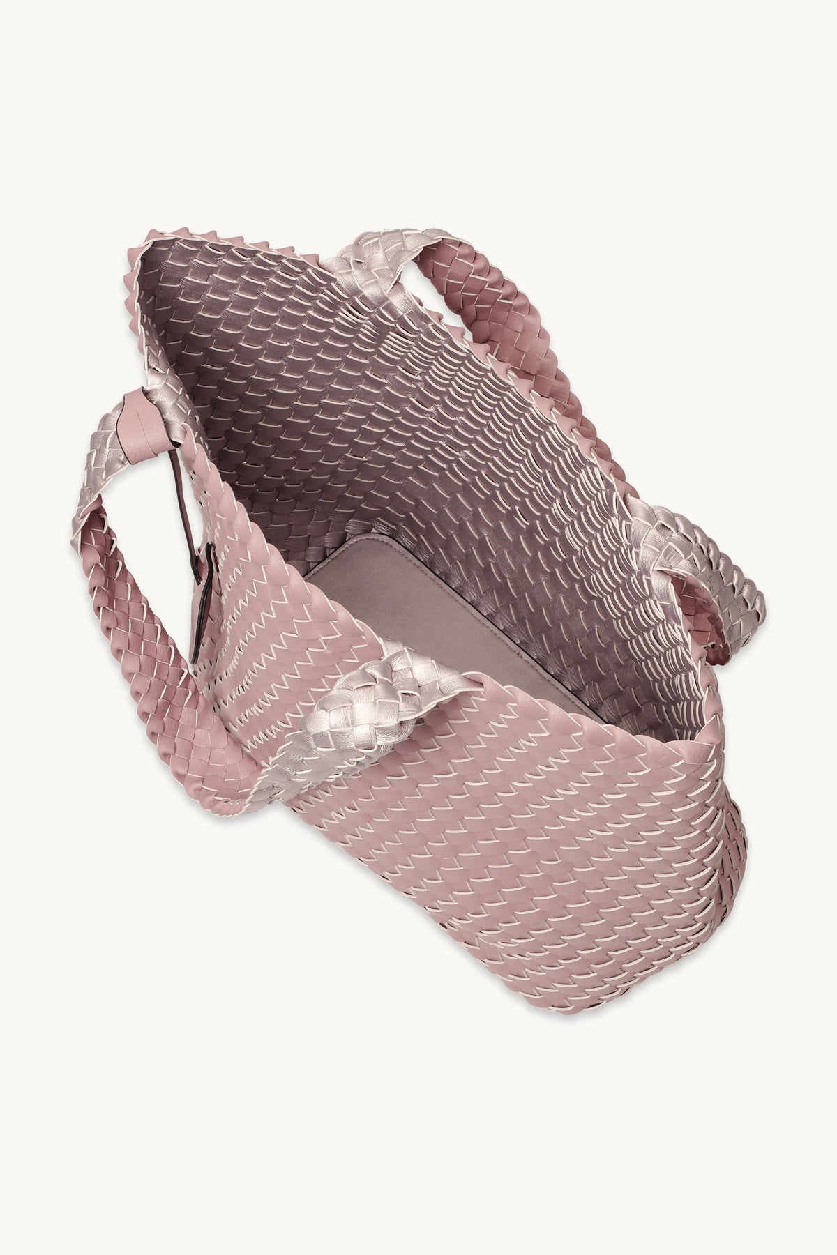 Reversed Braided Tote Bag with Logo Tag - Adobe Rose Lotus