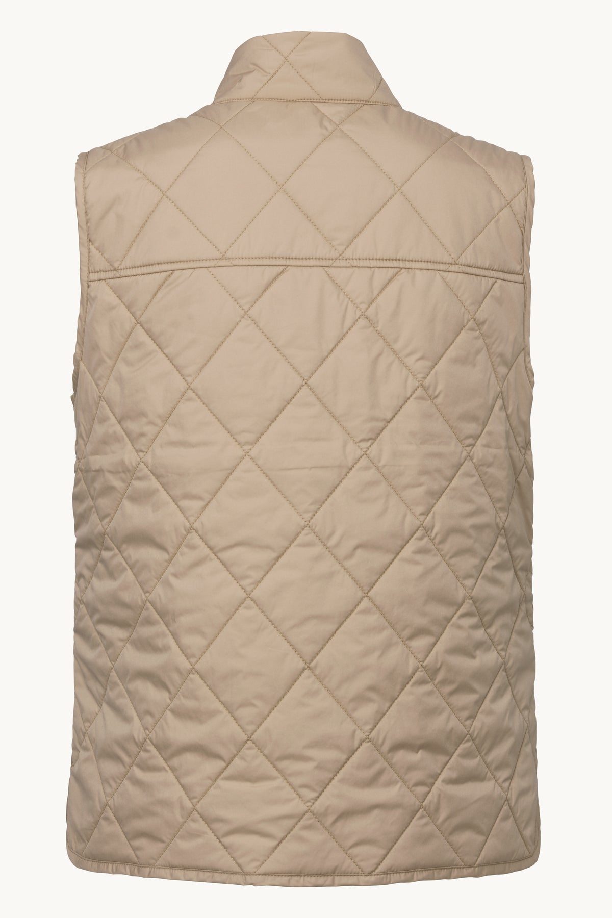 Short Quilted Vest with Press Buttons - Sepia Tint