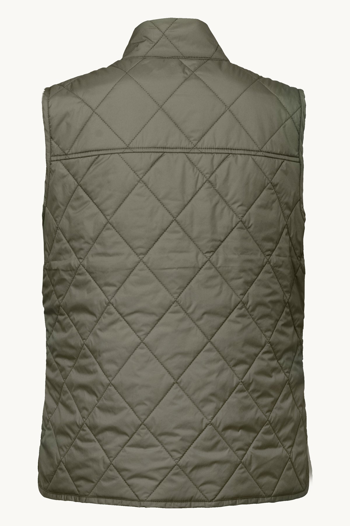 Short Quilted Vest with Press Buttons - Army