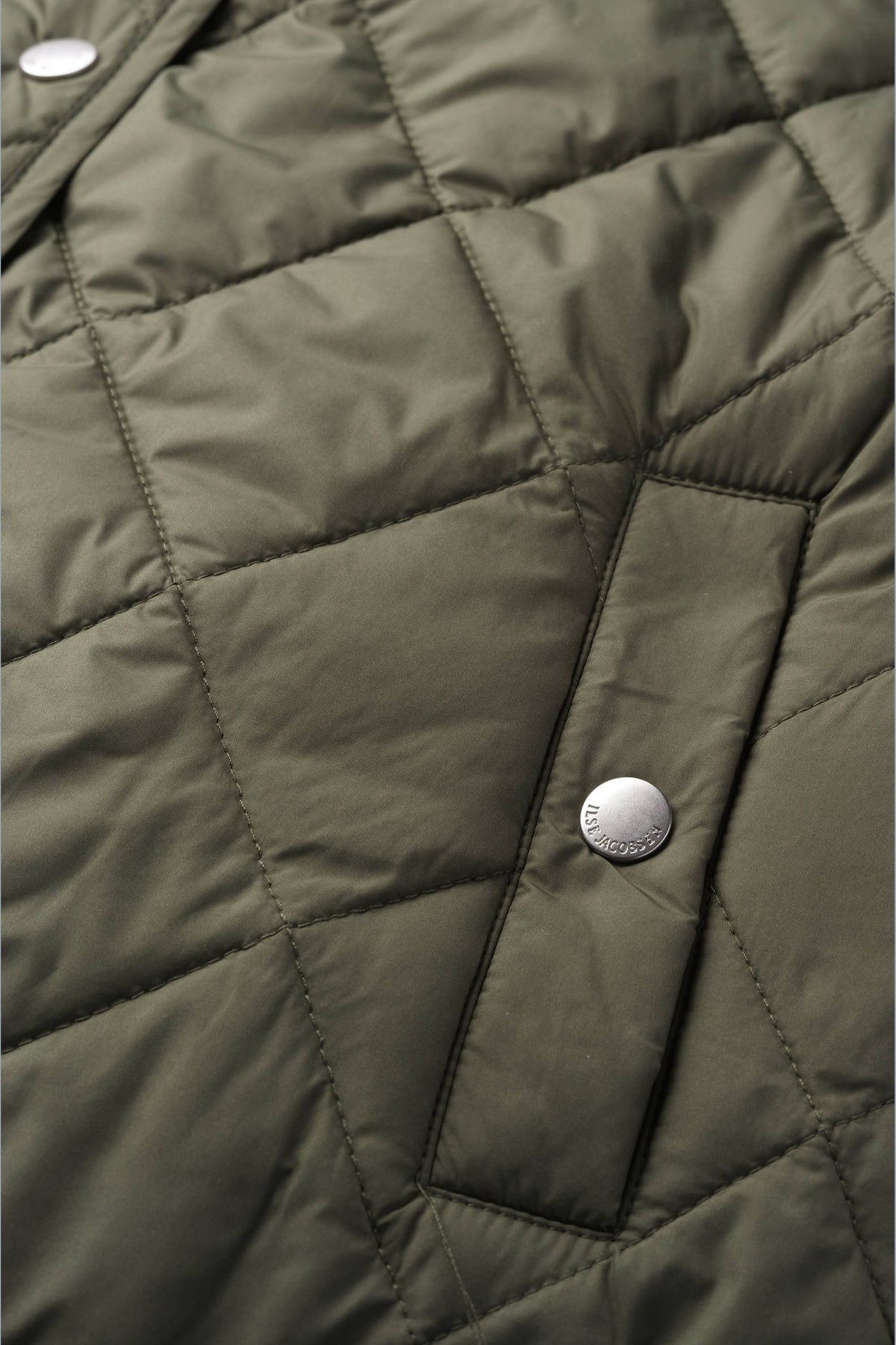 Short Quilted Vest with Press Buttons - Army