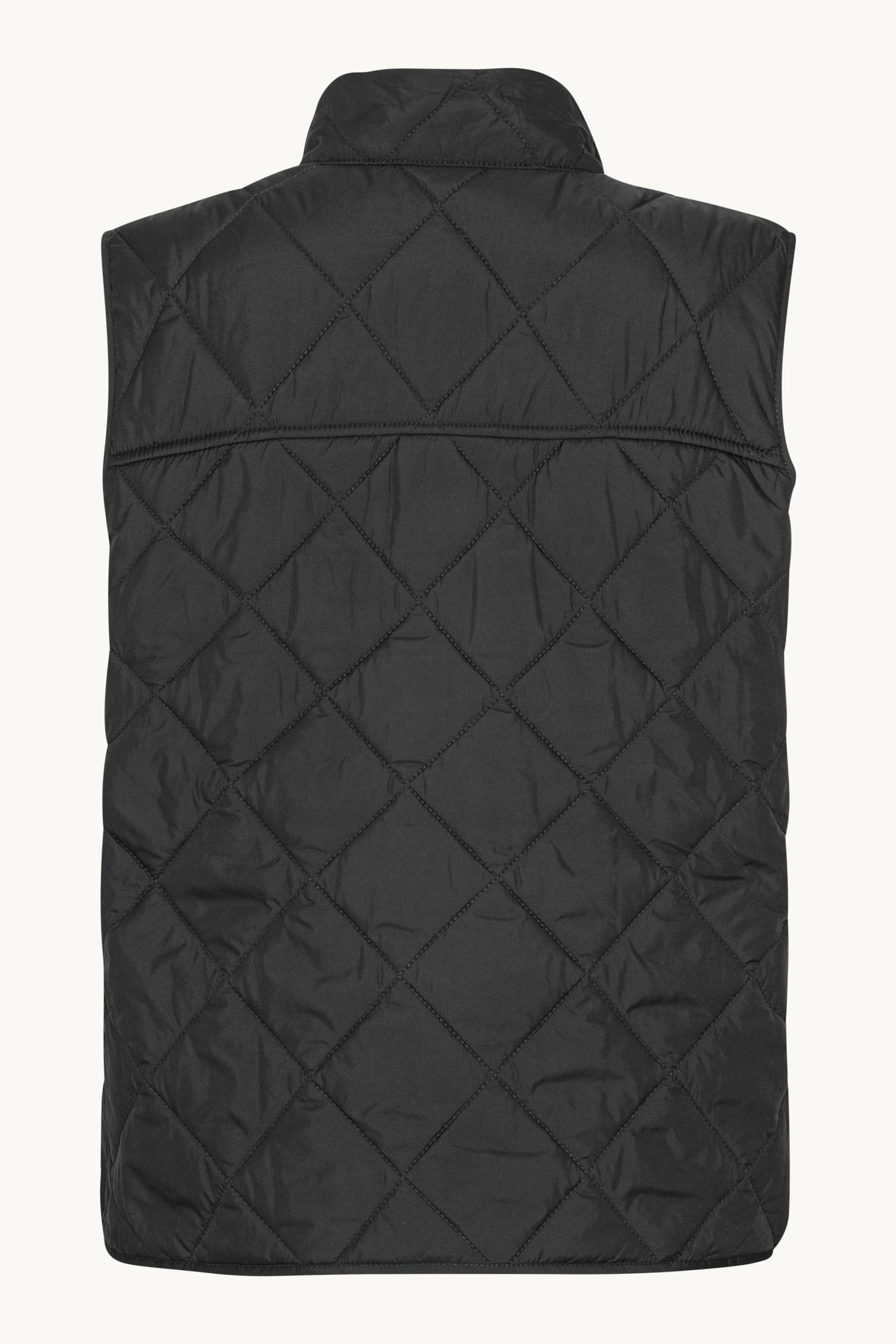 Short Quilted Vest with Press Buttons - Dark Indigo