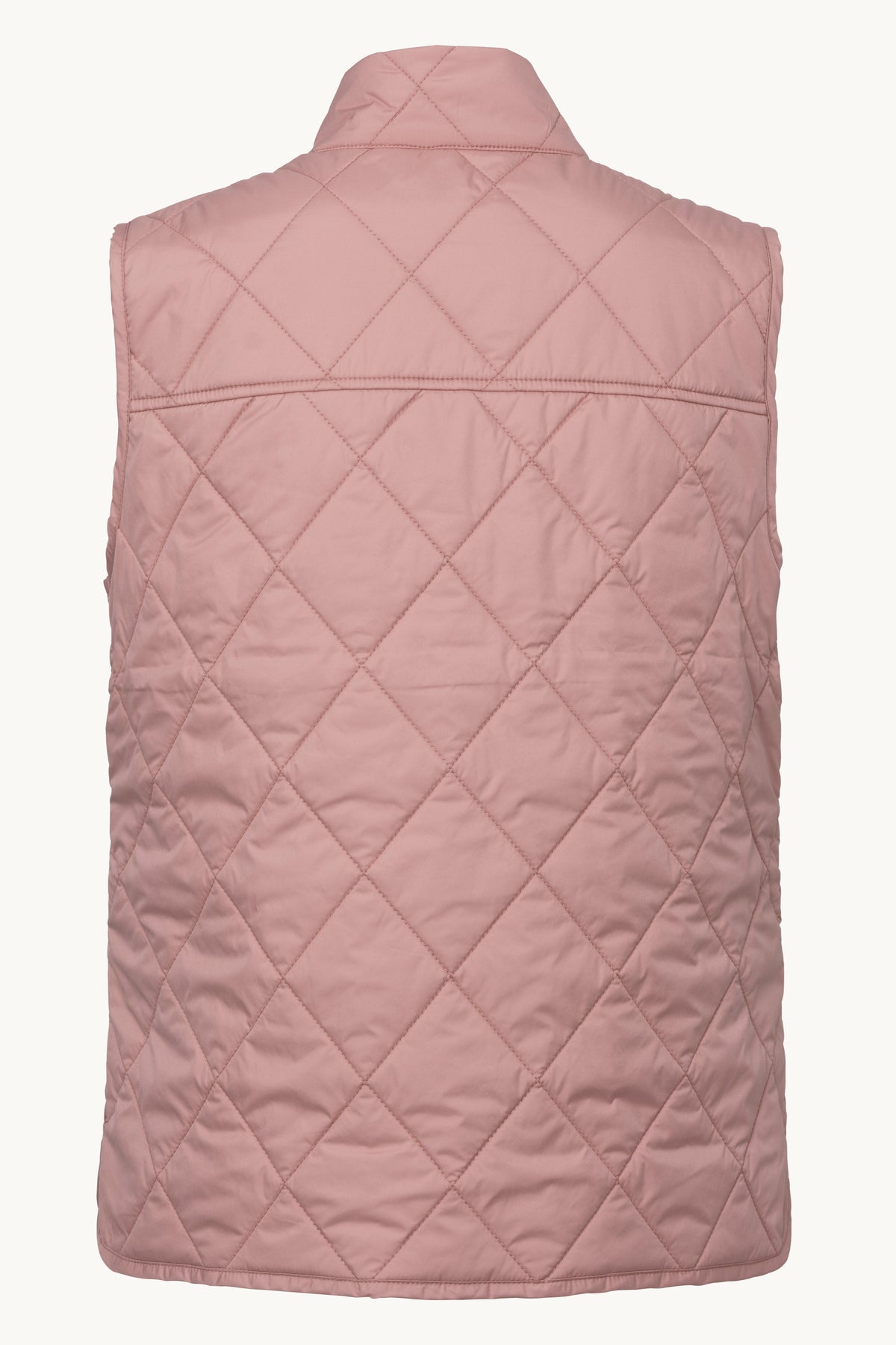 Short Quilted Vest with Press Buttons - Ash Rose