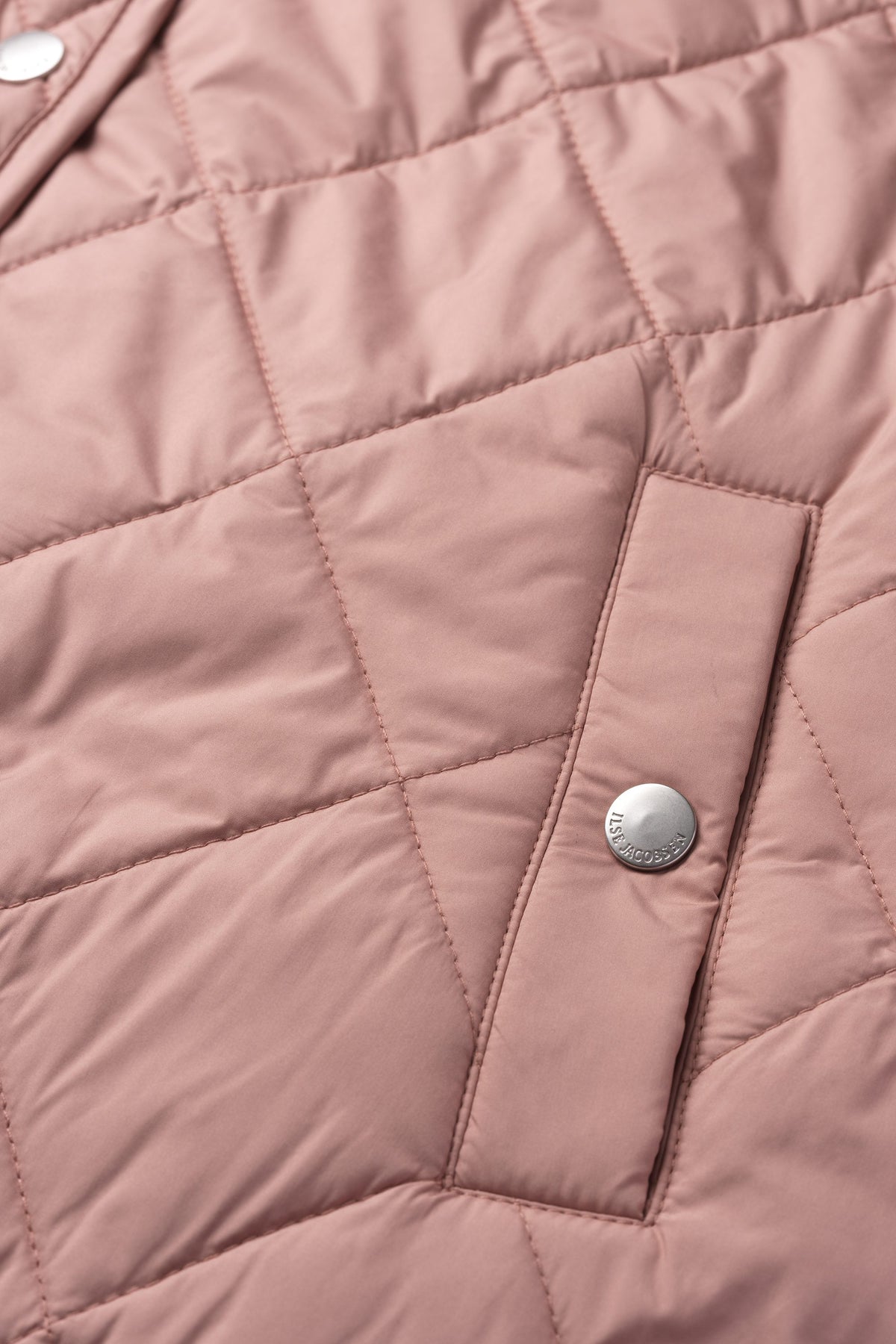 Short Quilted Vest with Press Buttons - Ash Rose