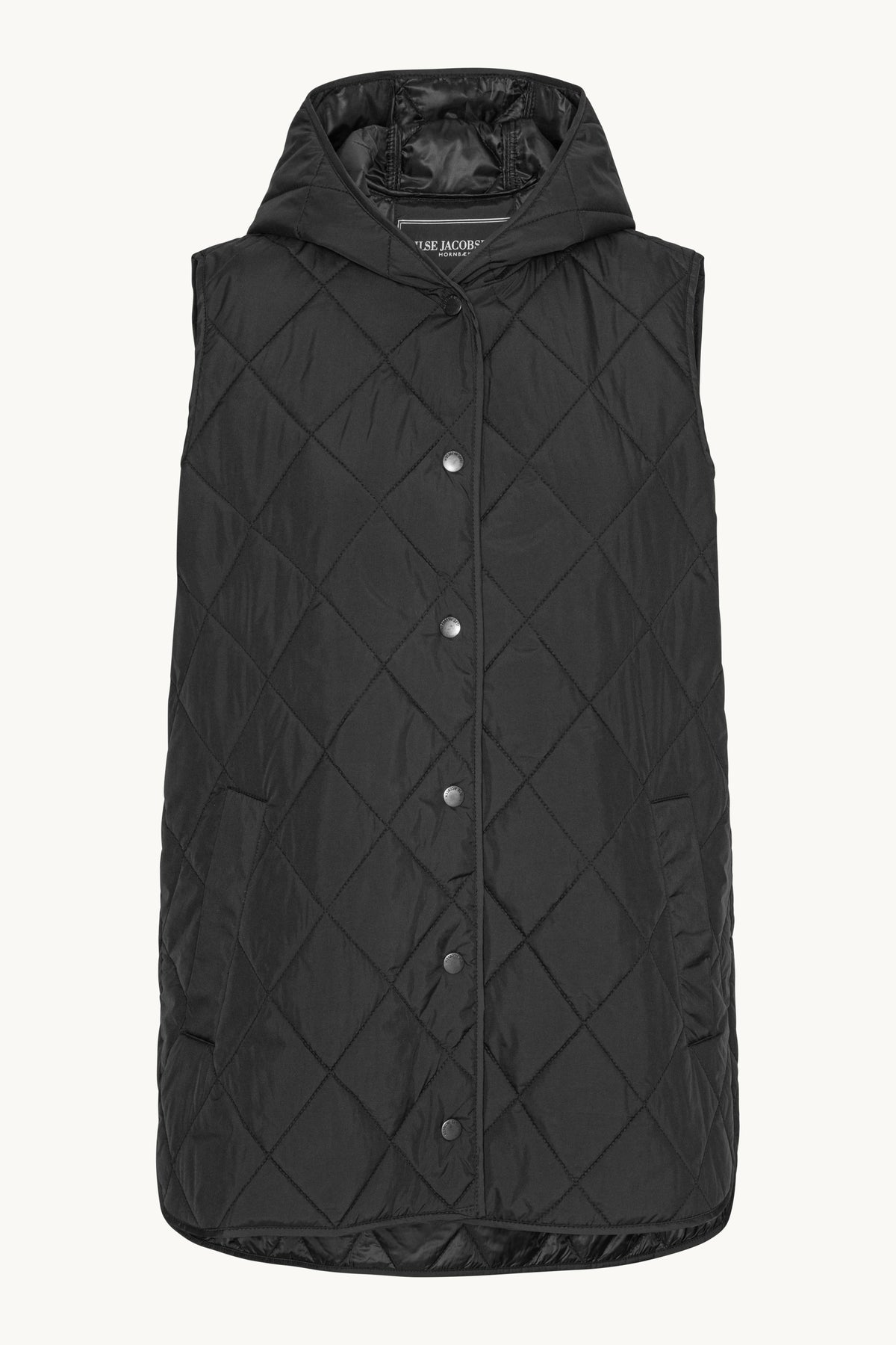 Quilted Long Vest - Black
