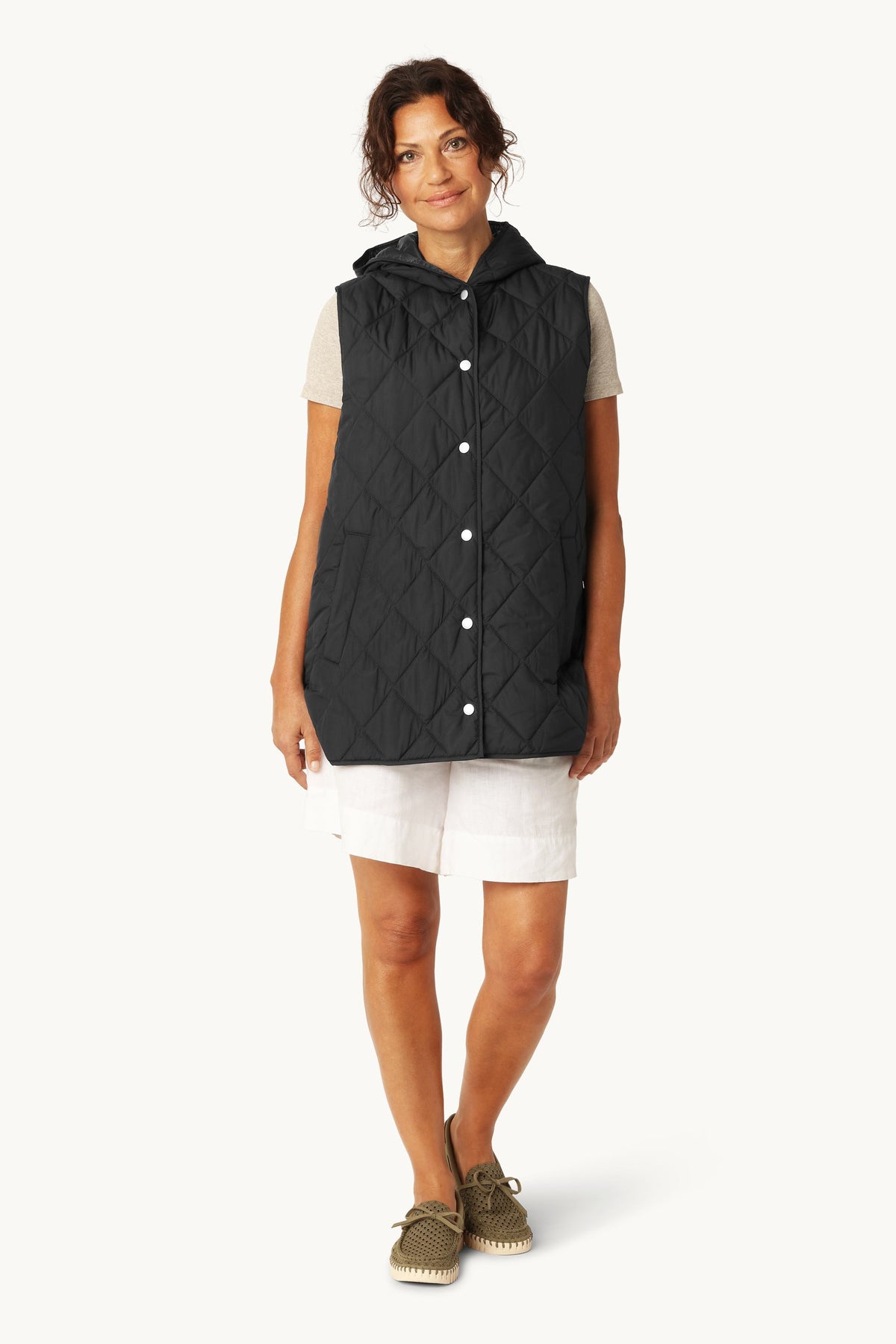 Quilted Long Vest - Dark Indigo