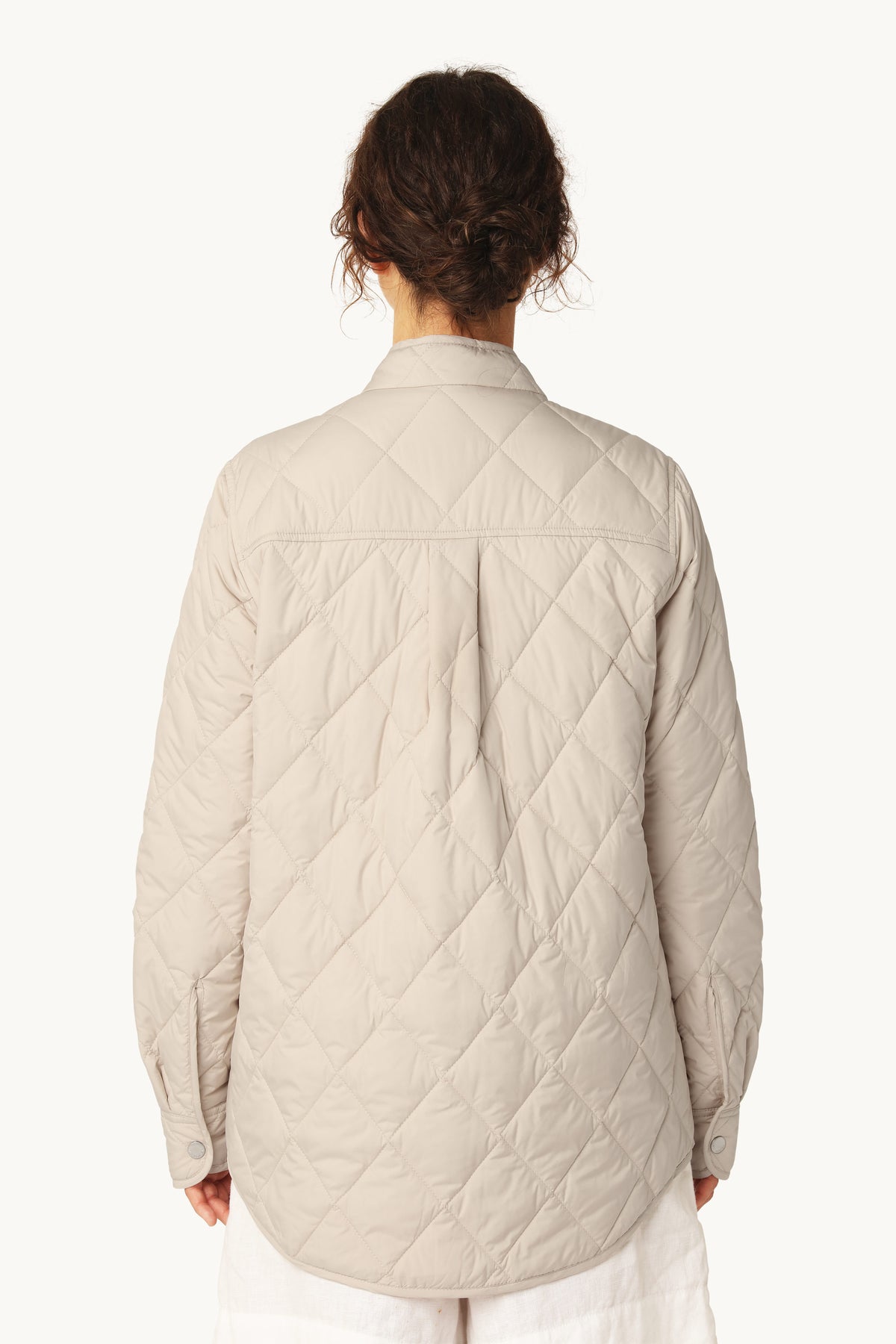 Quilted Shirt Jacket with Press Buttons - Light Camel
