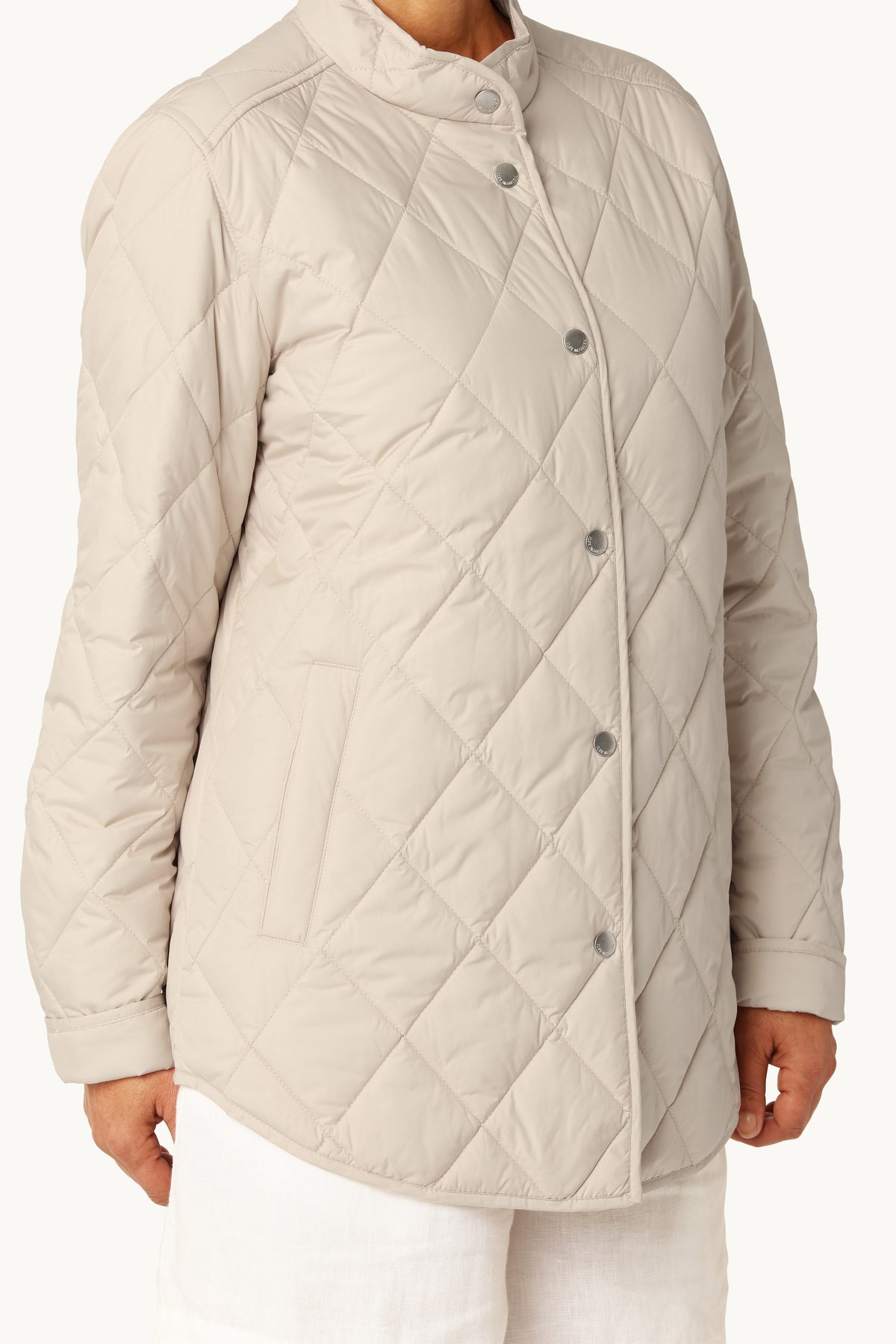 Quilted Shirt Jacket with Press Buttons - Light Camel