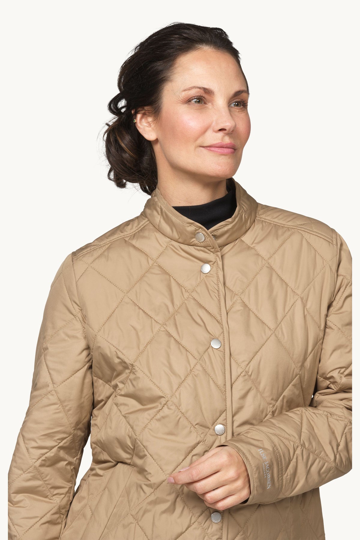 Quilted Shirt Jacket with Press Buttons - Sepia Tint