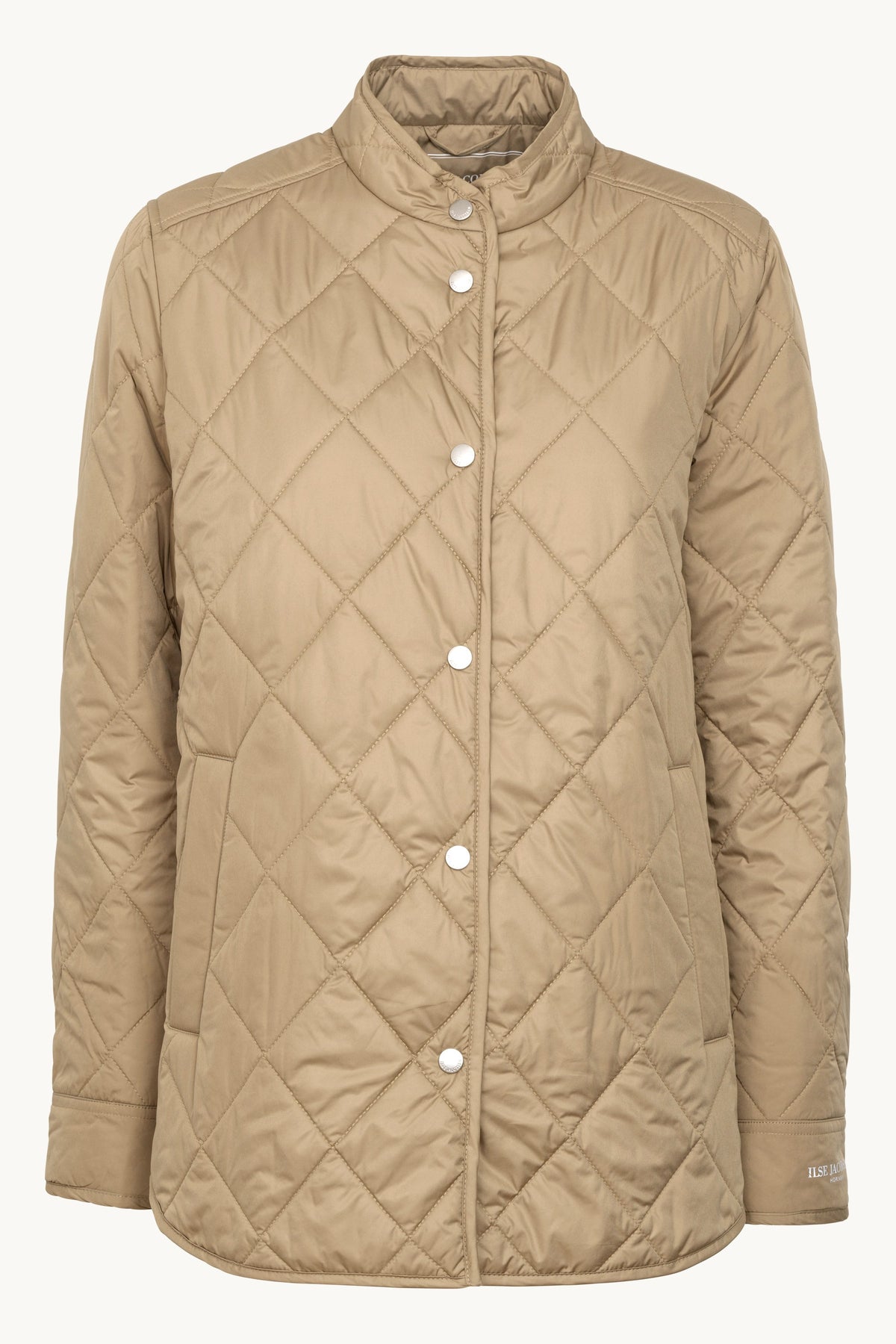 Quilted Shirt Jacket with Press Buttons - Sepia Tint