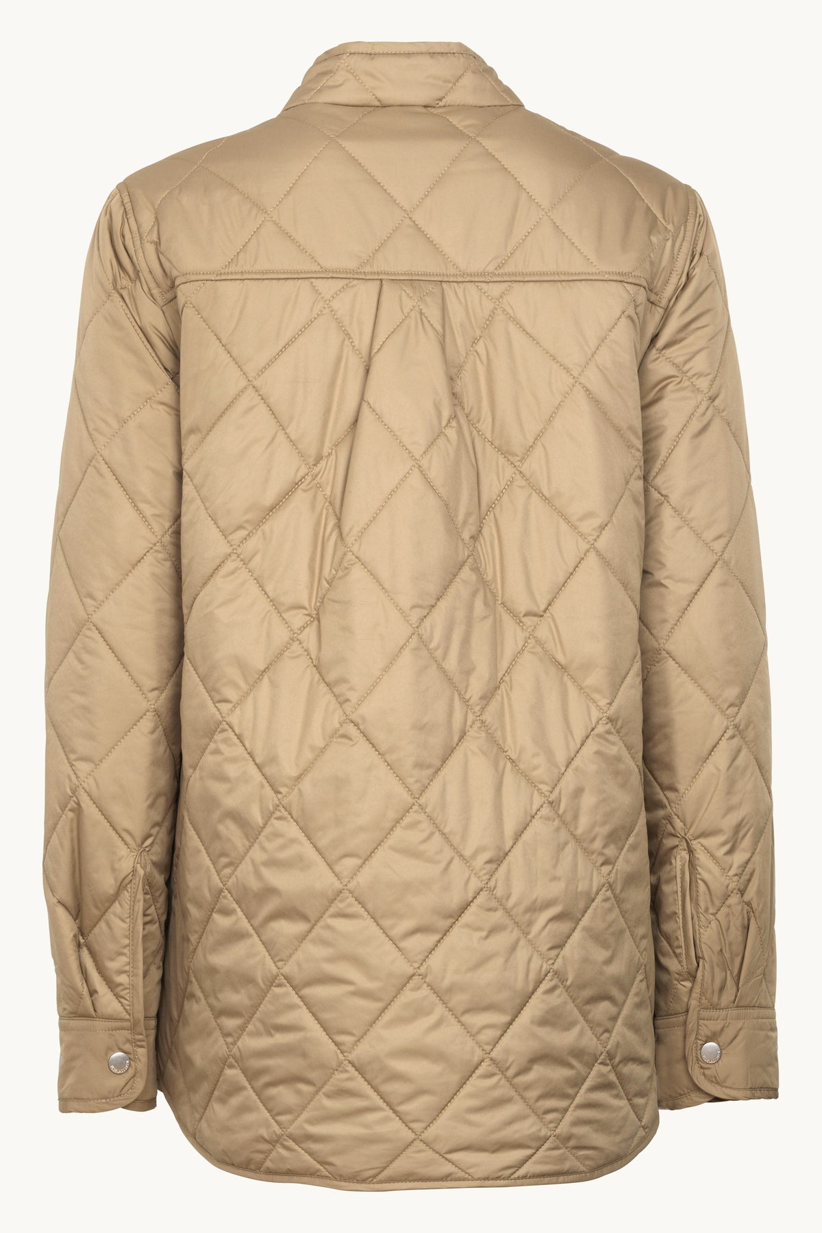 Quilted Shirt Jacket with Press Buttons - Sepia Tint