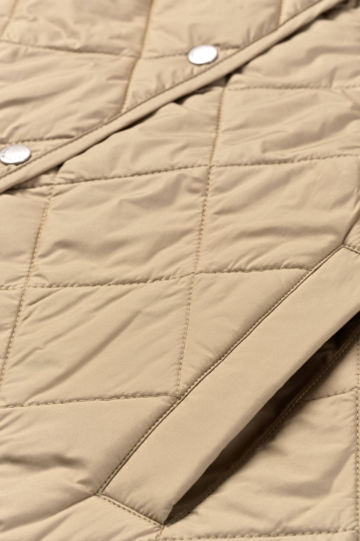 Quilted Shirt Jacket with Press Buttons - Sepia Tint