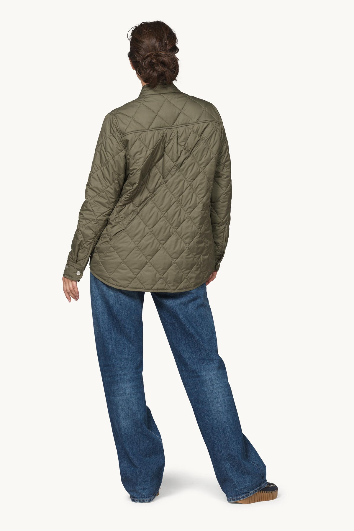 Quilted Shirt Jacket with Press Buttons - Army