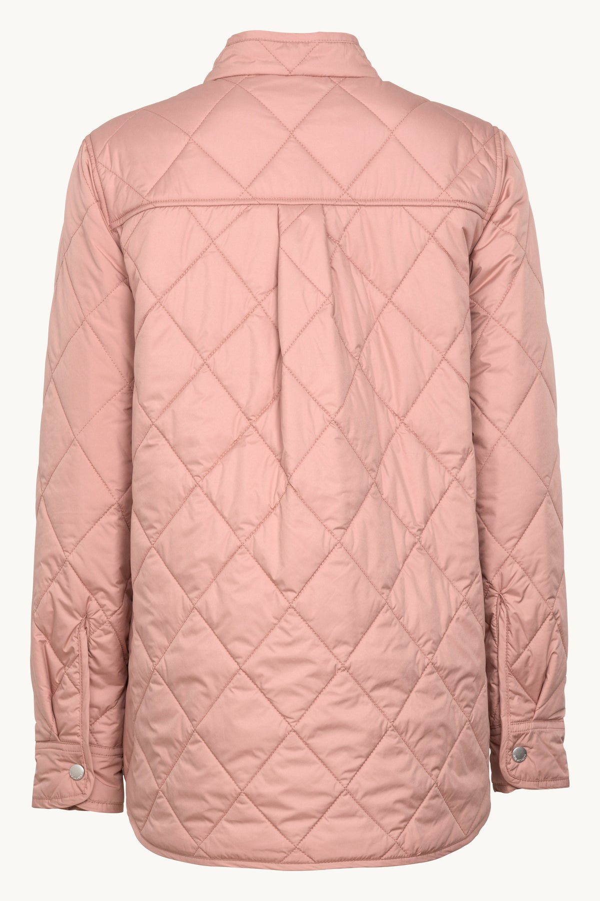 Quilted Shirt Jacket with Press Buttons - Ash Rose