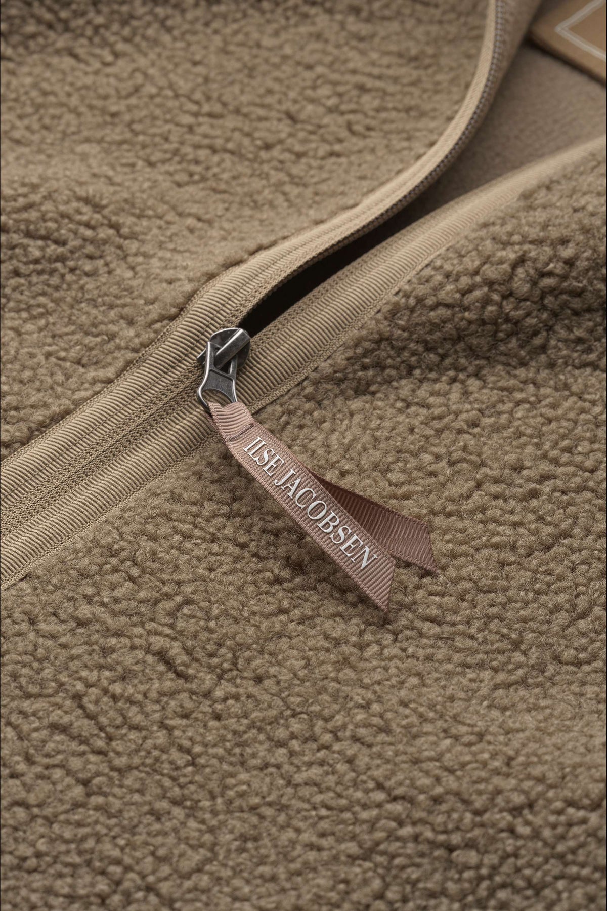 Short Soft Pile Jacket with Zipper - Greige