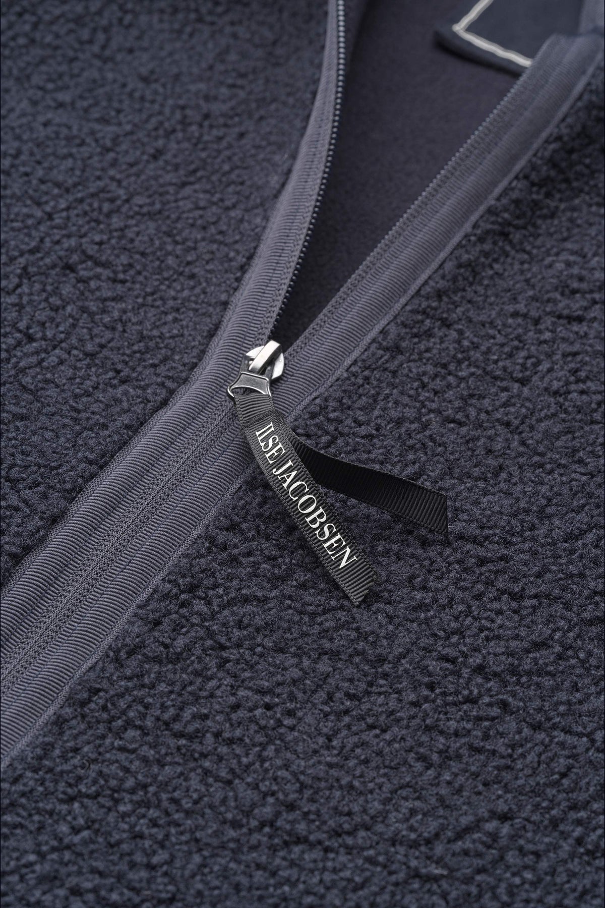 Short Soft Pile Jacket with Zipper - Dark Indigo
