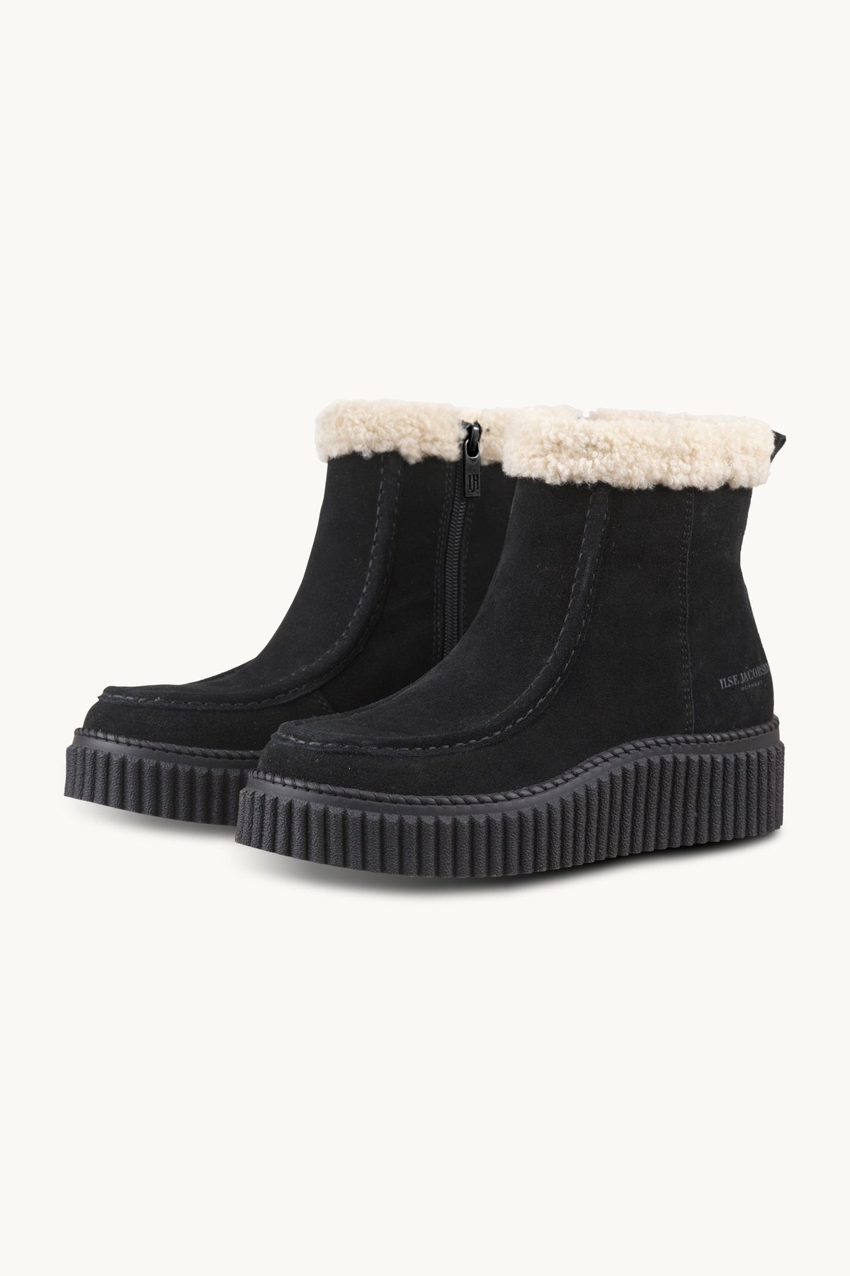 Suede Boots With Shearling - Black Black