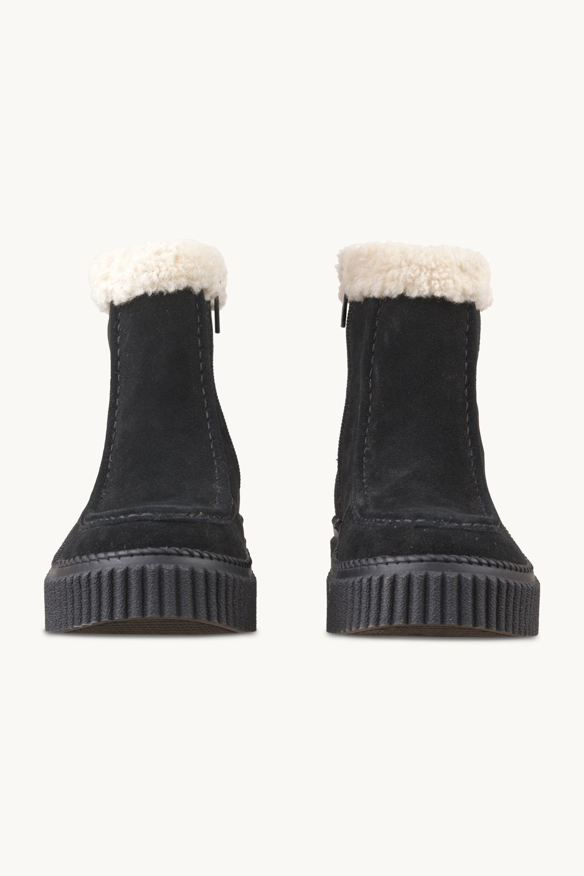 Suede Boots With Shearling - Black Black