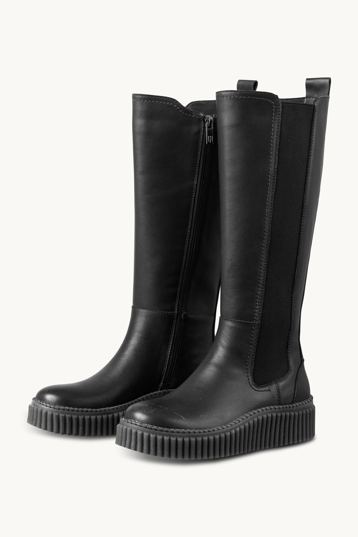 Tall Leather Chelsea Boots - Black Black