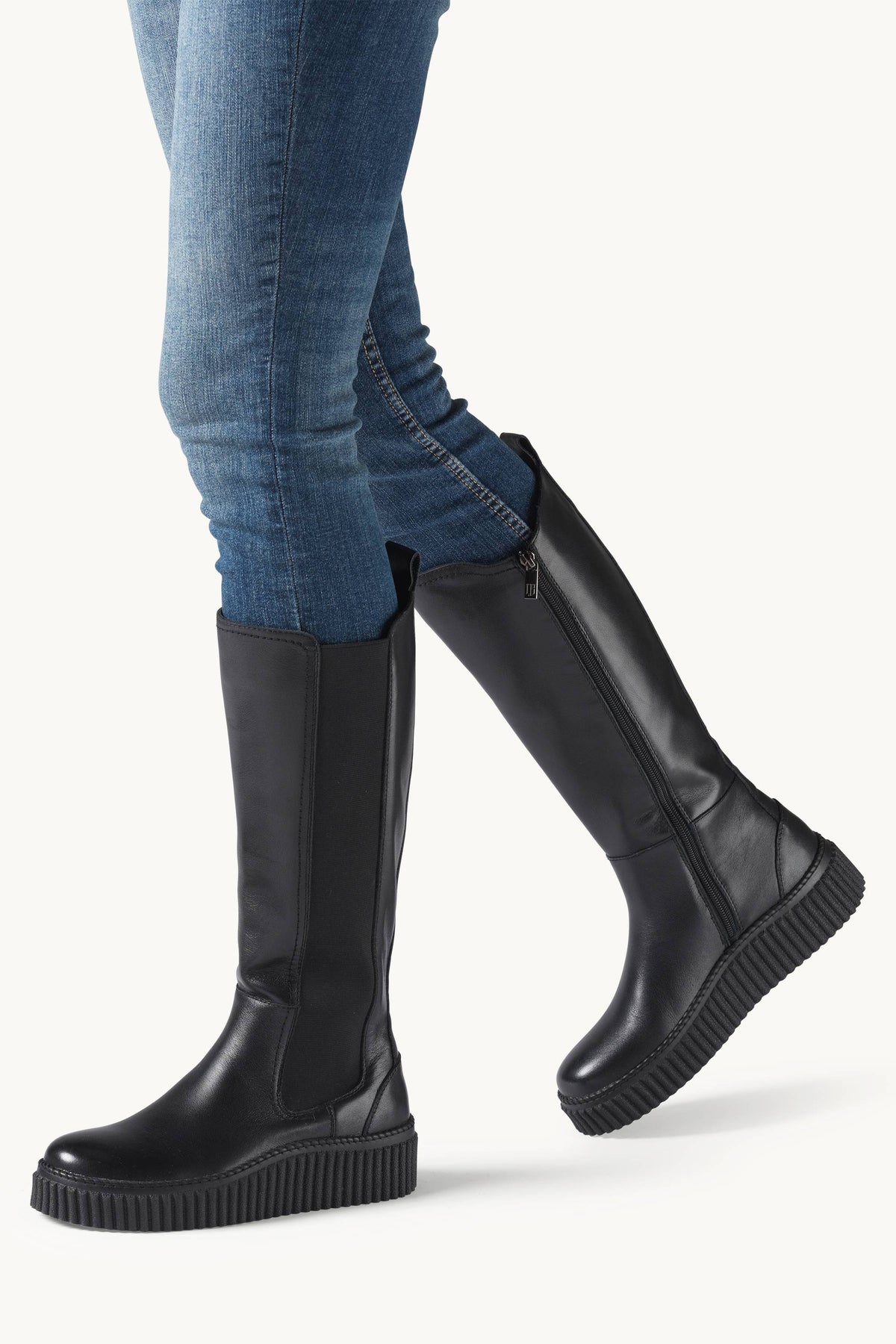 Tall Leather Chelsea Boots - Black Black