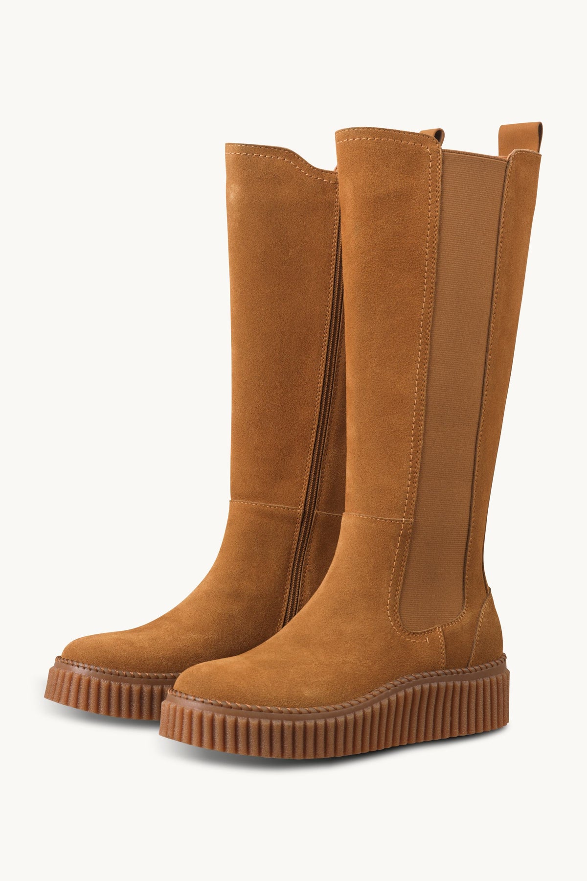 Tall Suede Chelsea Boots - Cashew Clay