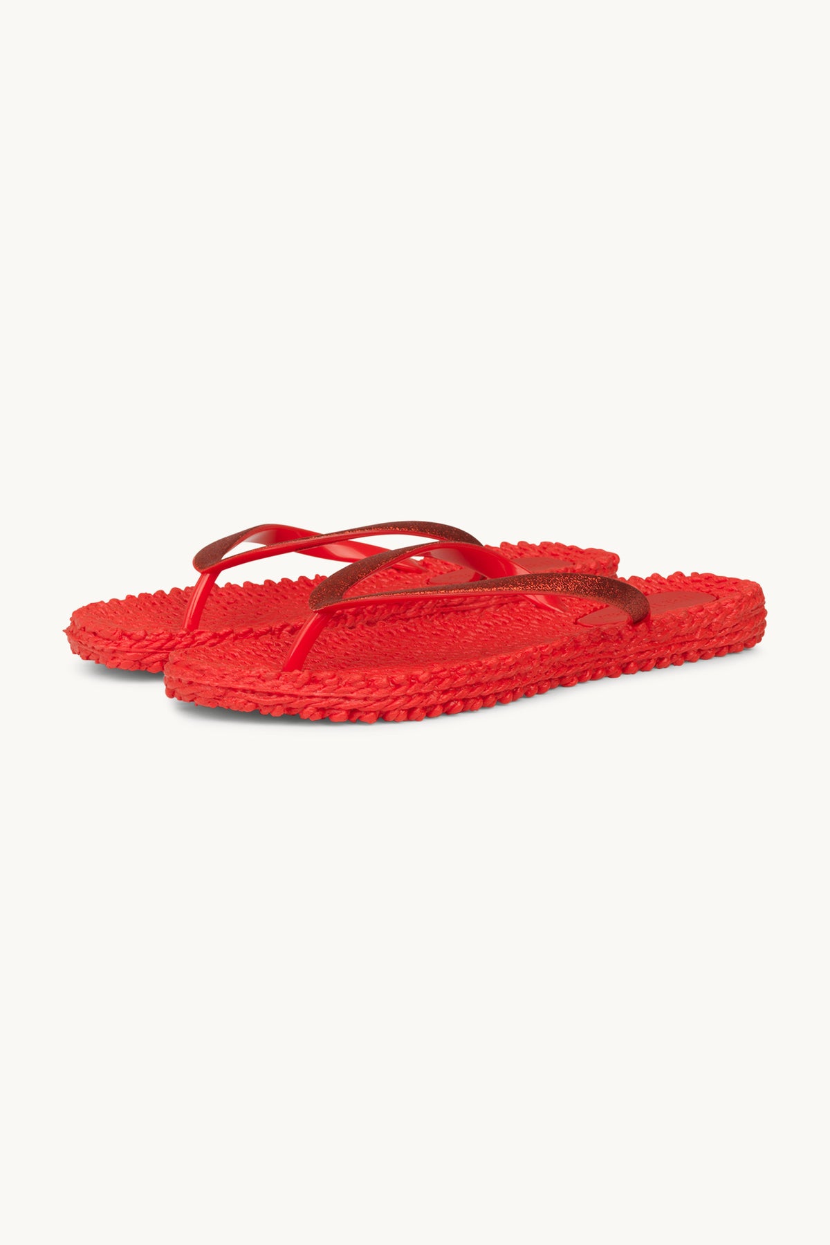 Flip Flops with Glitter - Deep Red