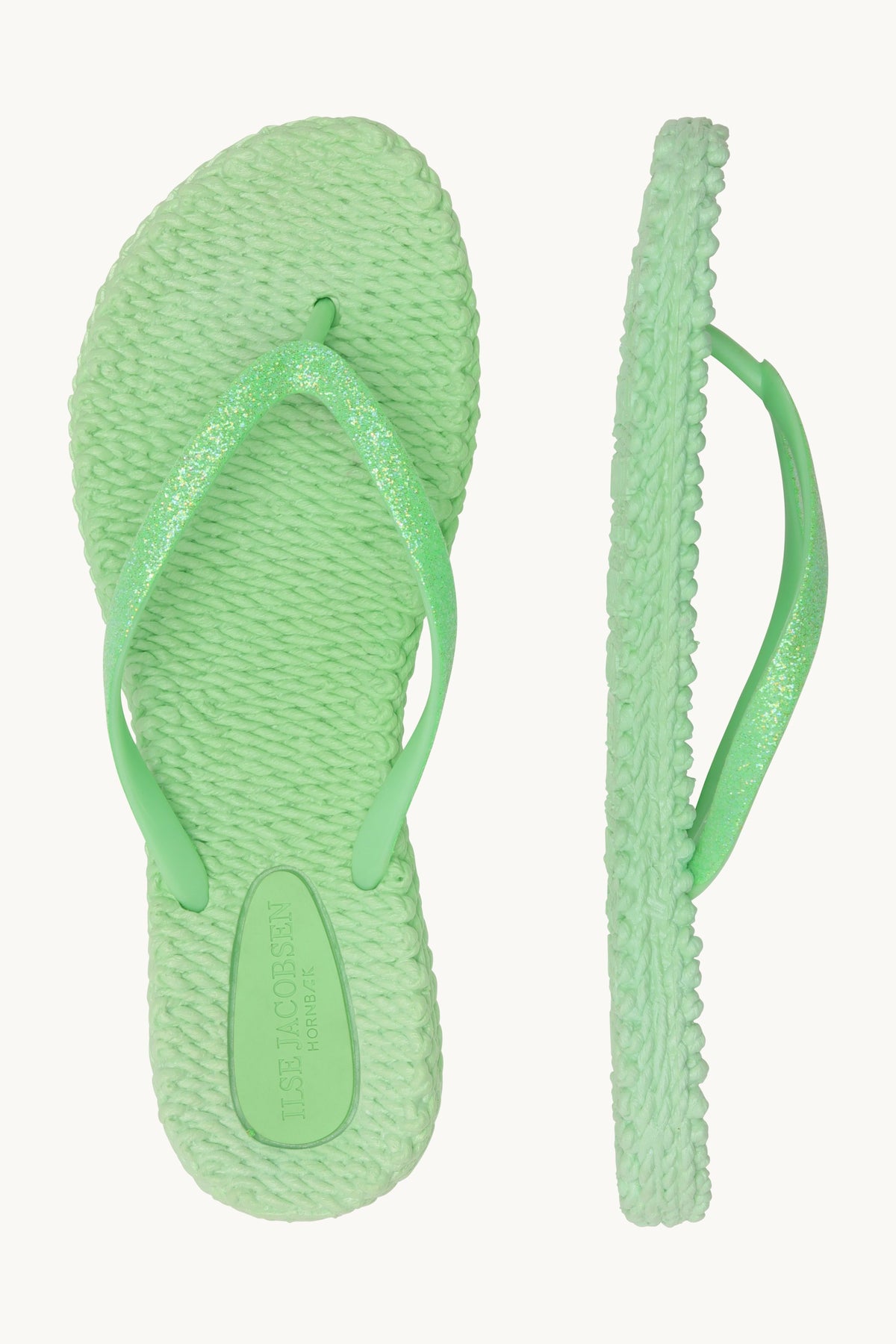 Flip Flops with Glitter - Bright Green