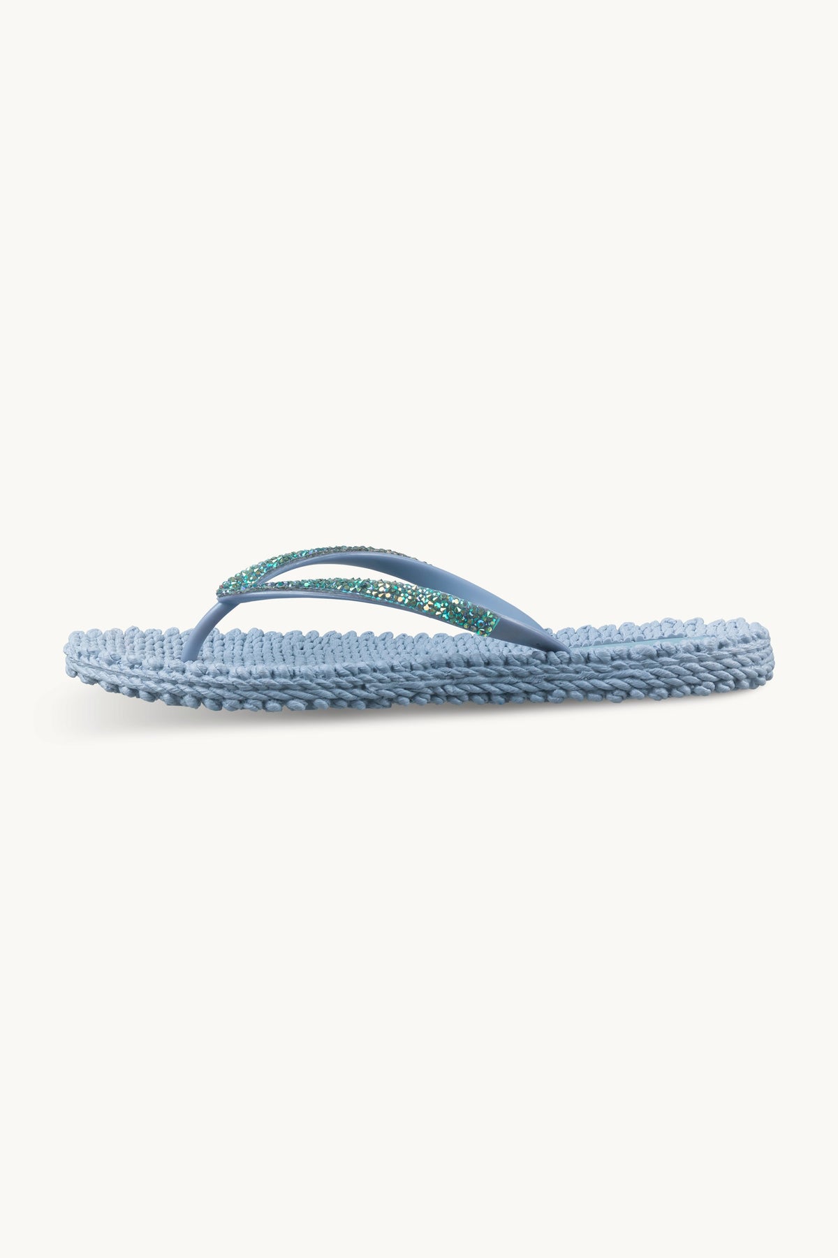 Flip-flops with Rhinestone-embellished Straps - Cornflower
