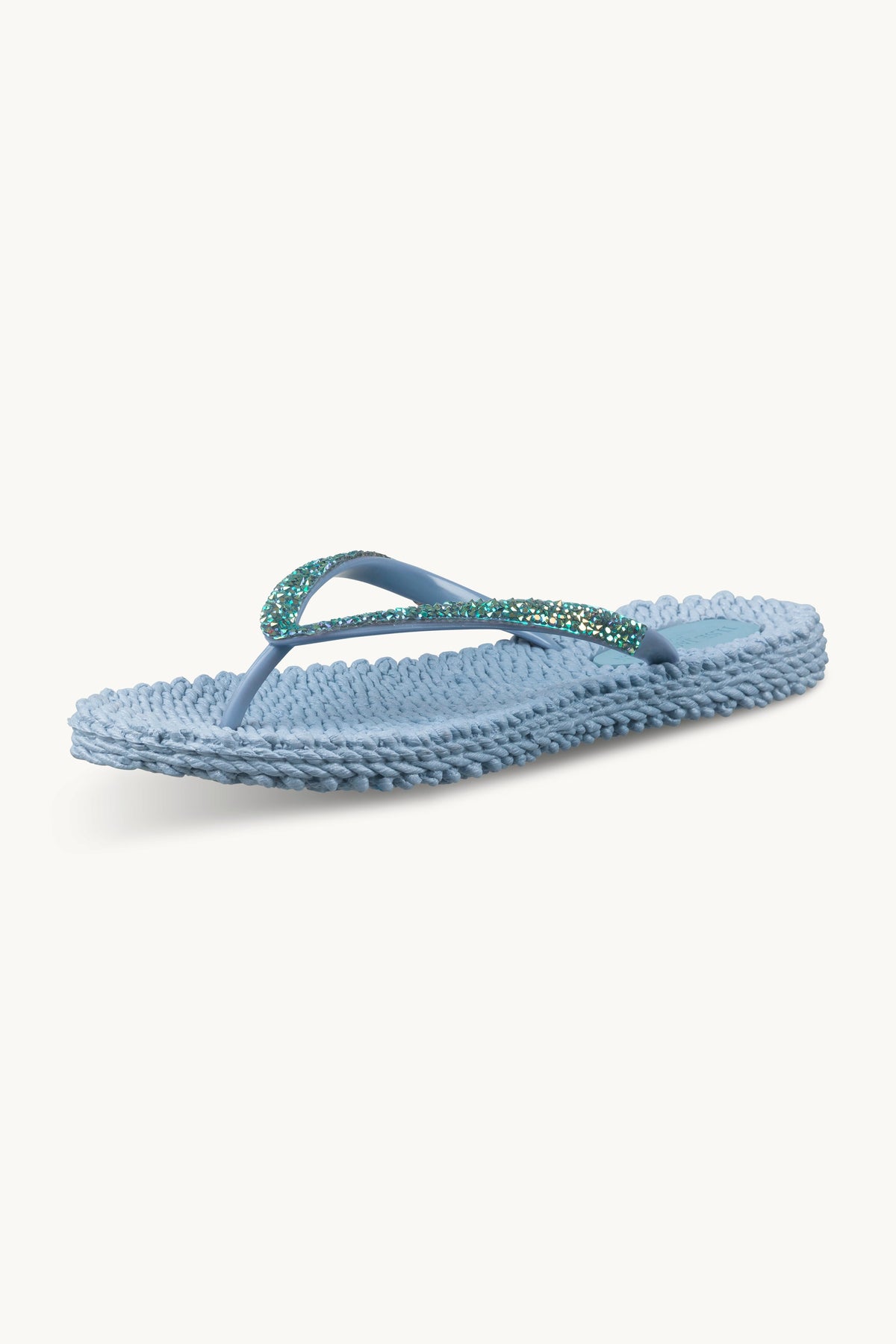 Flip-flops with Rhinestone-embellished Straps - Cornflower
