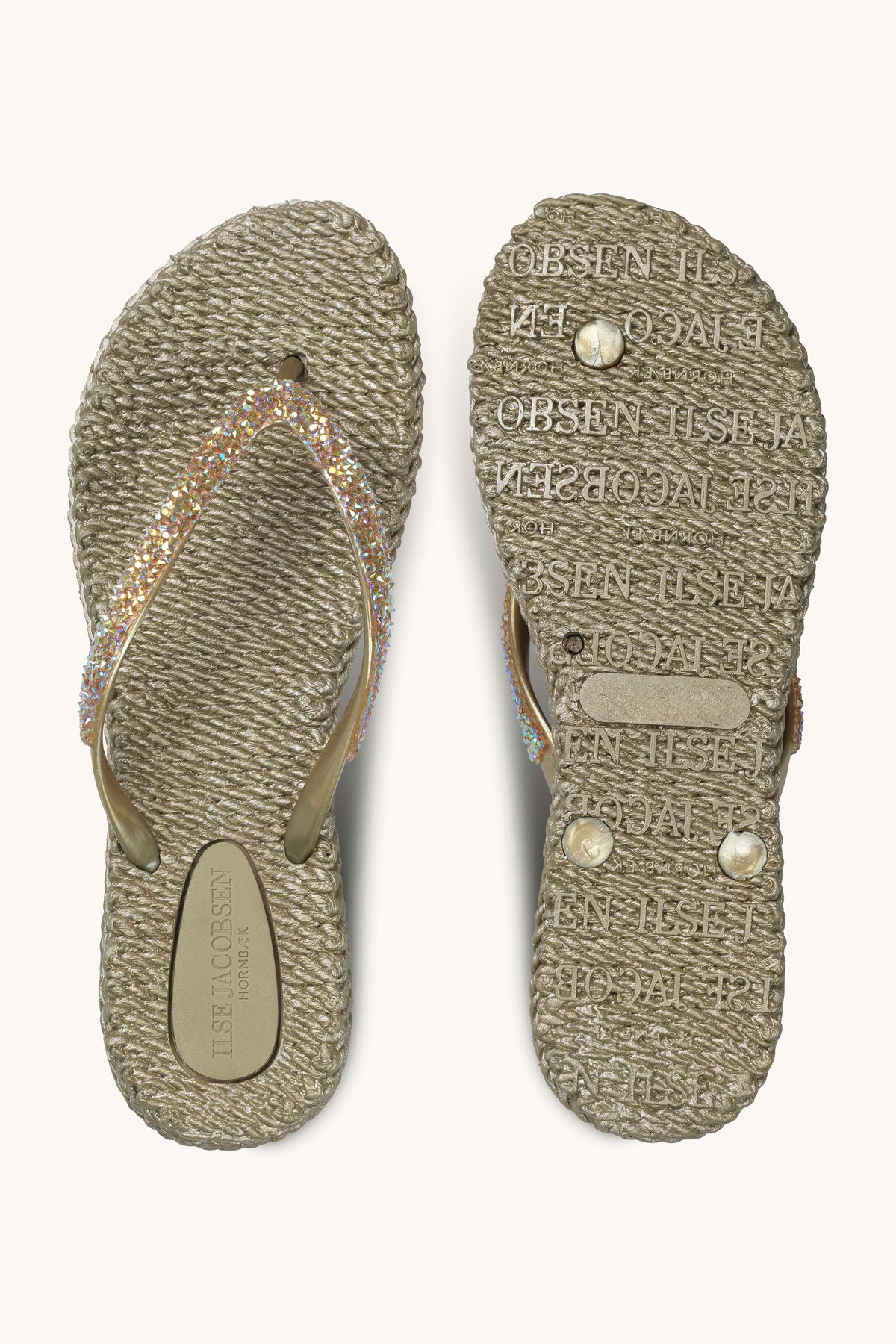 Flip-flops with Rhinestone-embellished Straps - Platin