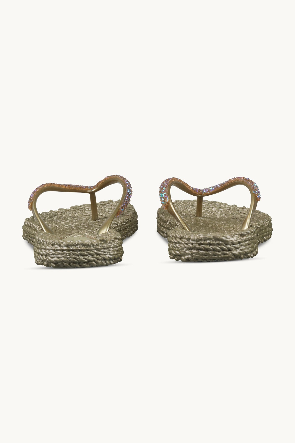 Flip-flops with Rhinestone-embellished Straps - Platin