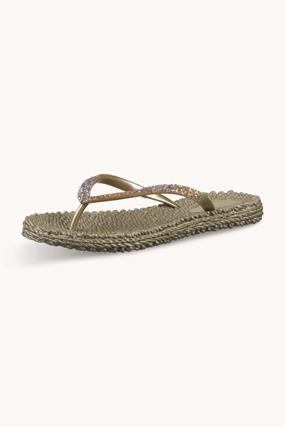 Flip-flops with Rhinestone-embellished Straps - Platin