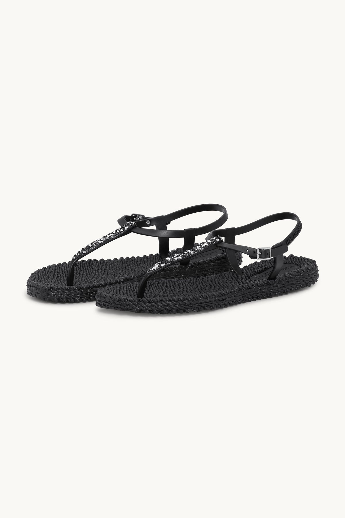 Flip Flops With Rhinestones - Black