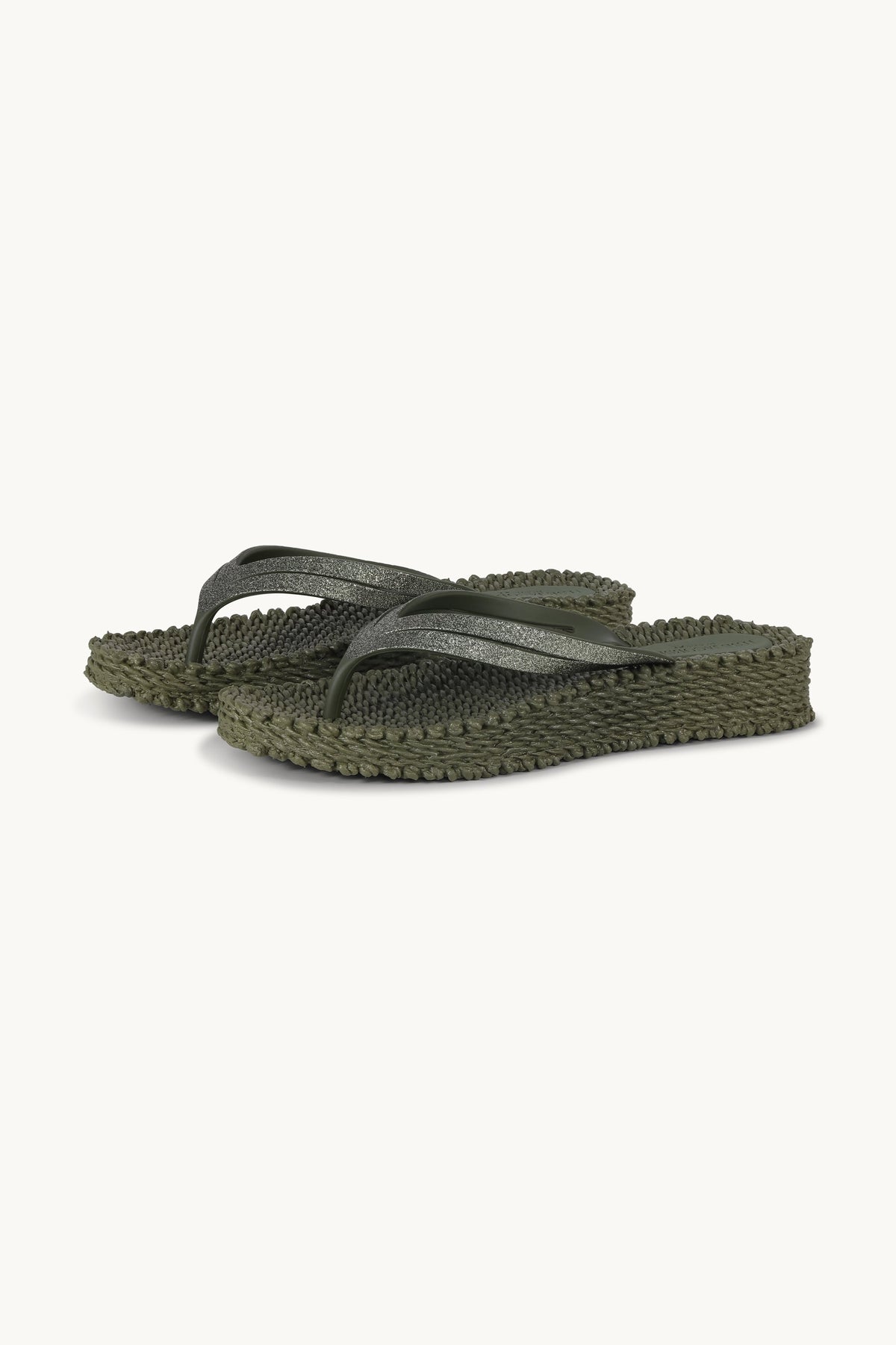 Flip Flops On Platform Sole - Army
