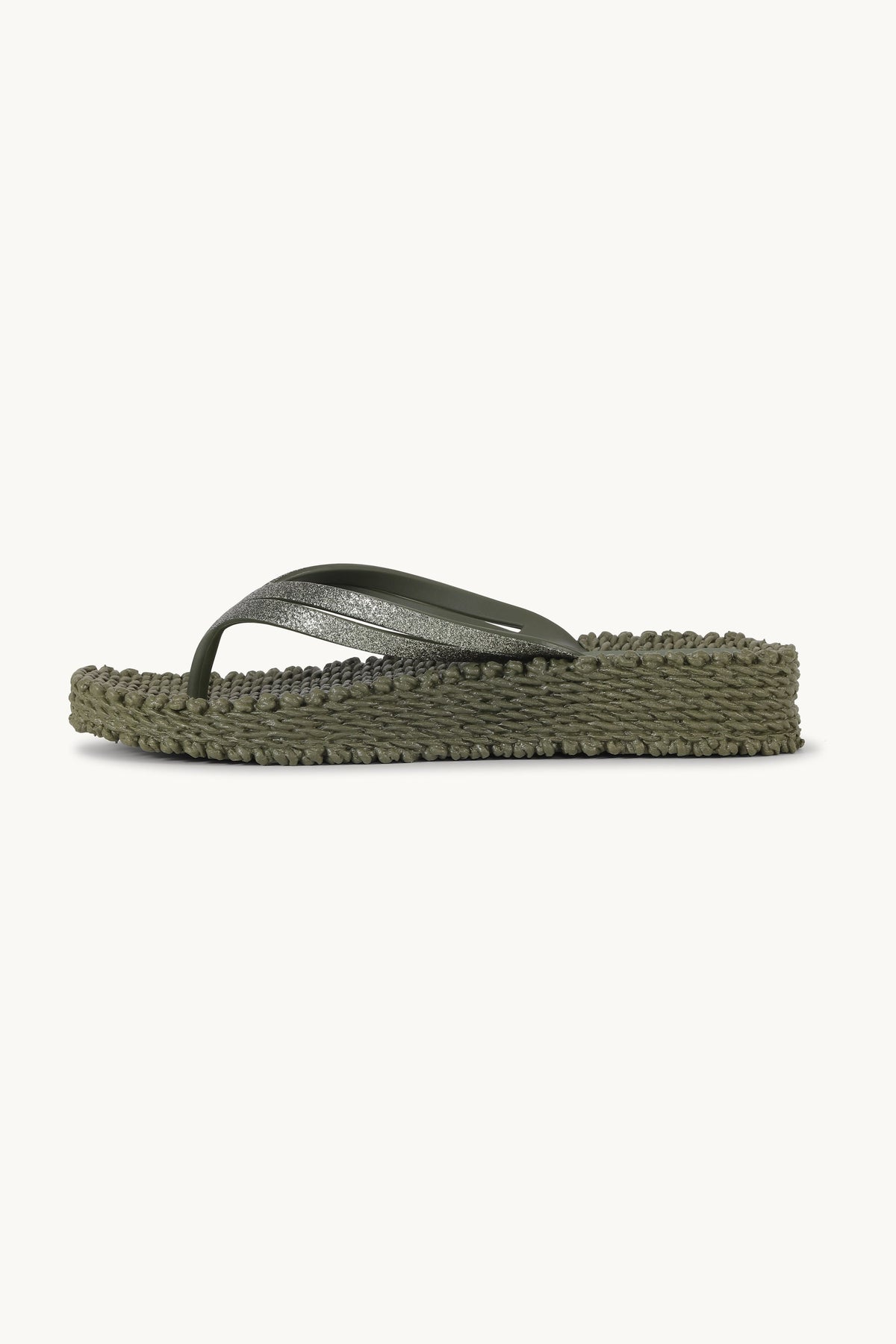 Flip Flops On Platform Sole - Army