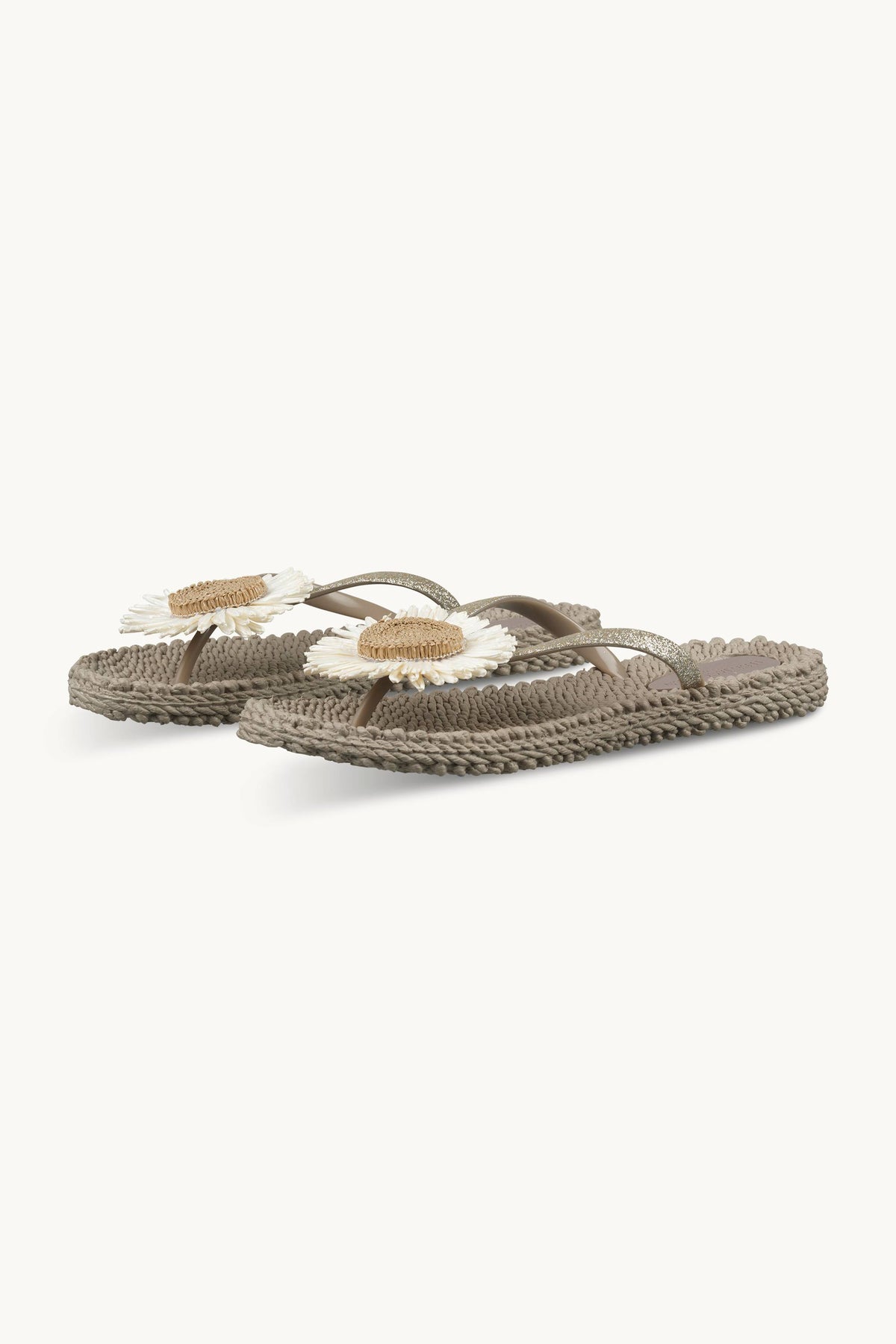 Flip-flops with Flower-embellished Straps - Atmosphere