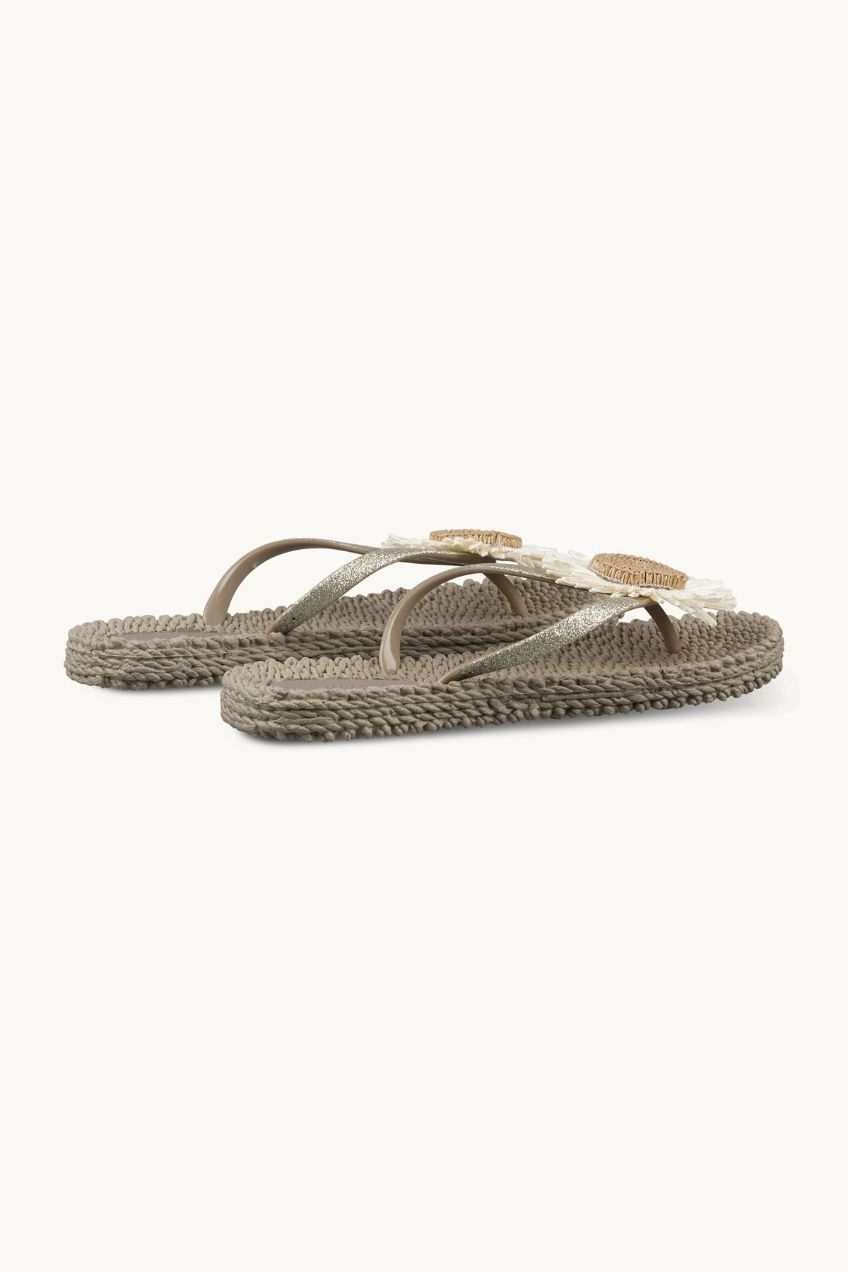 Flip-flops with Flower-embellished Straps - Atmosphere