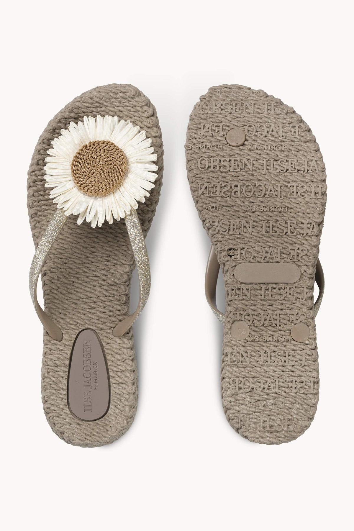 Flip-flops with Flower-embellished Straps - Atmosphere