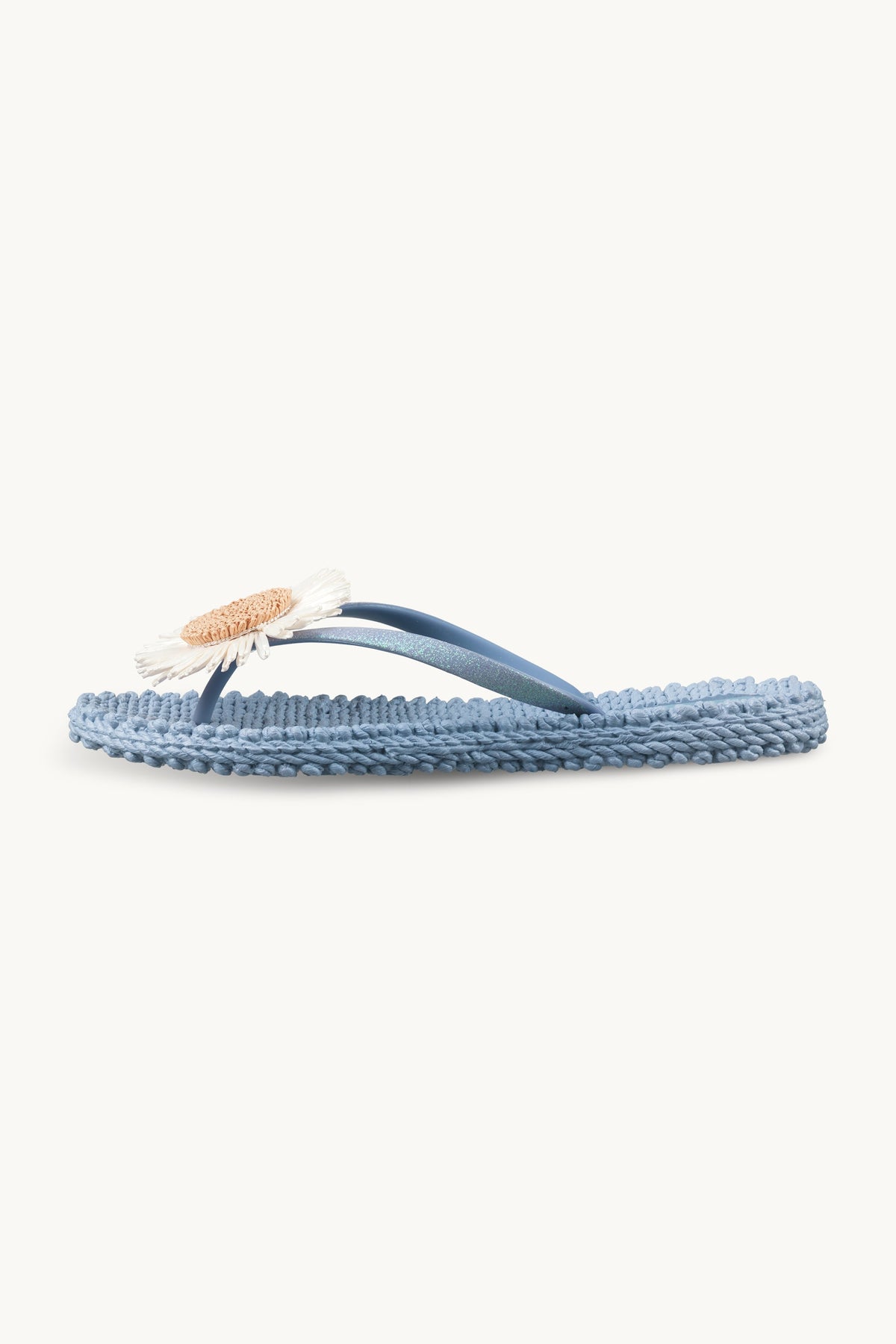 Flip-flops with Flower-embellished Straps - Cornflower