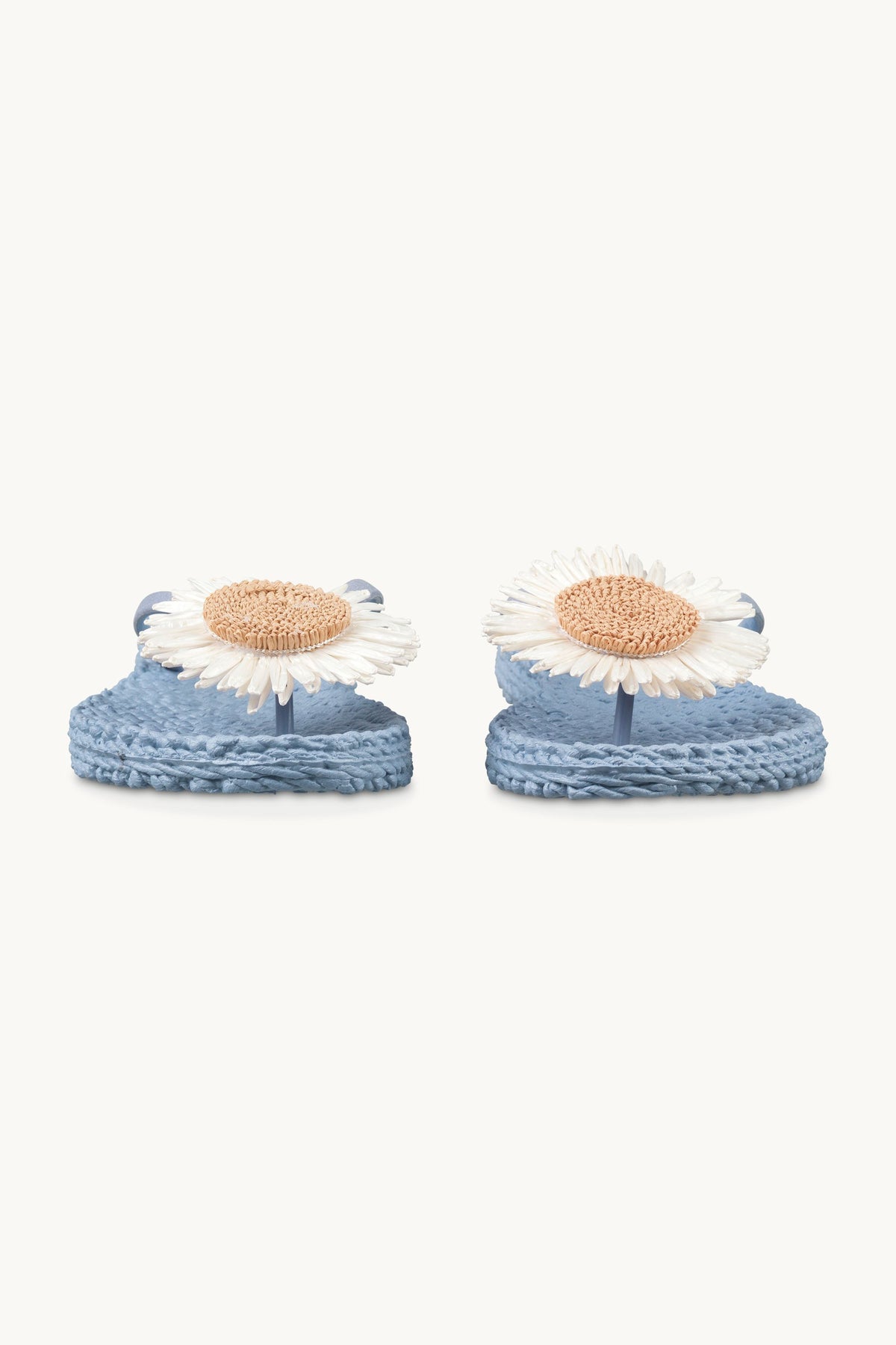 Flip-flops with Flower-embellished Straps - Cornflower