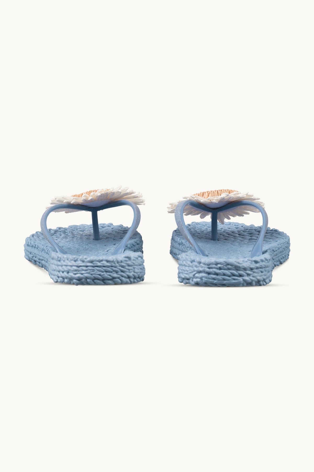 Flip-flops with Flower-embellished Straps - Cornflower
