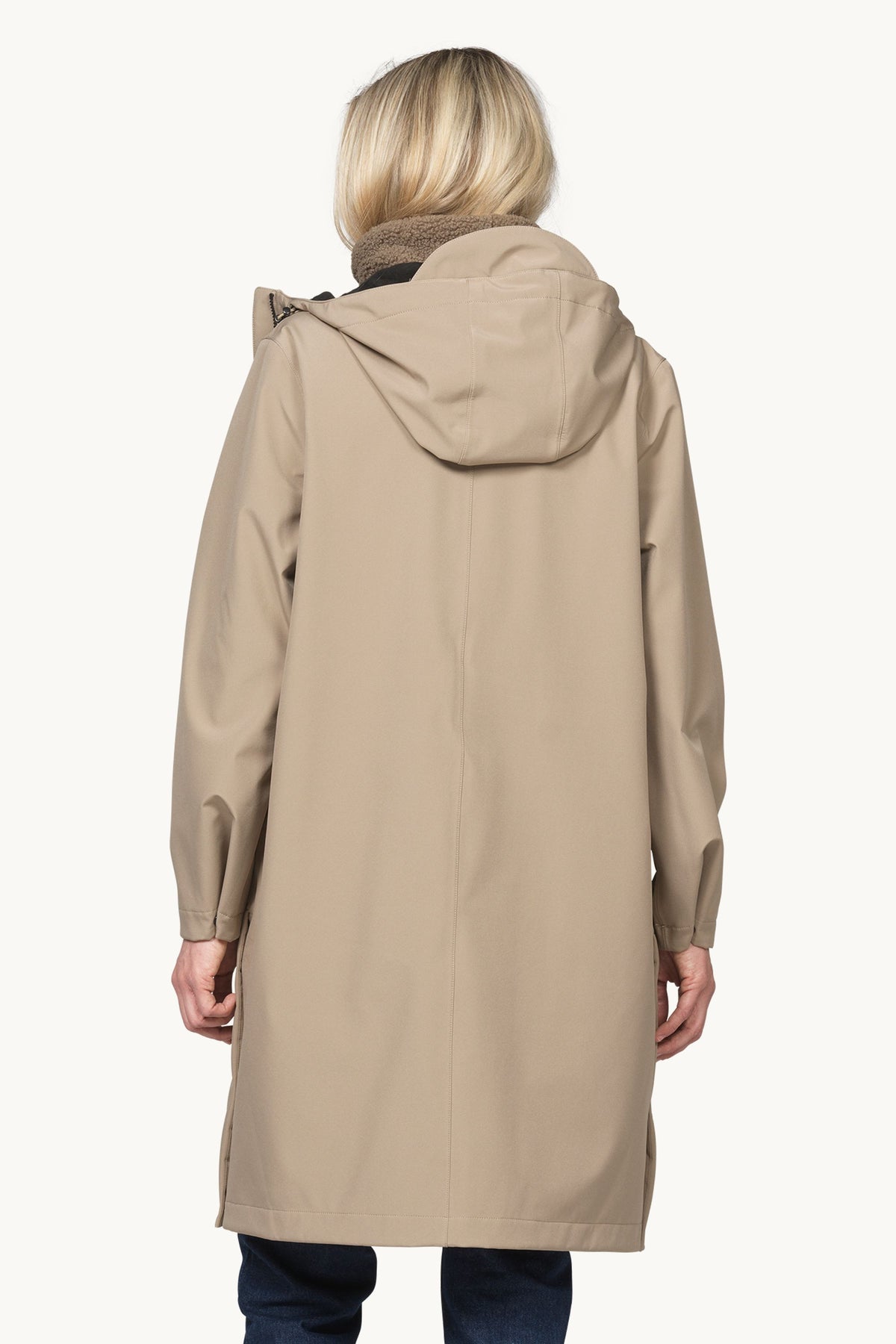 Long Softshell Raincoat - Greige