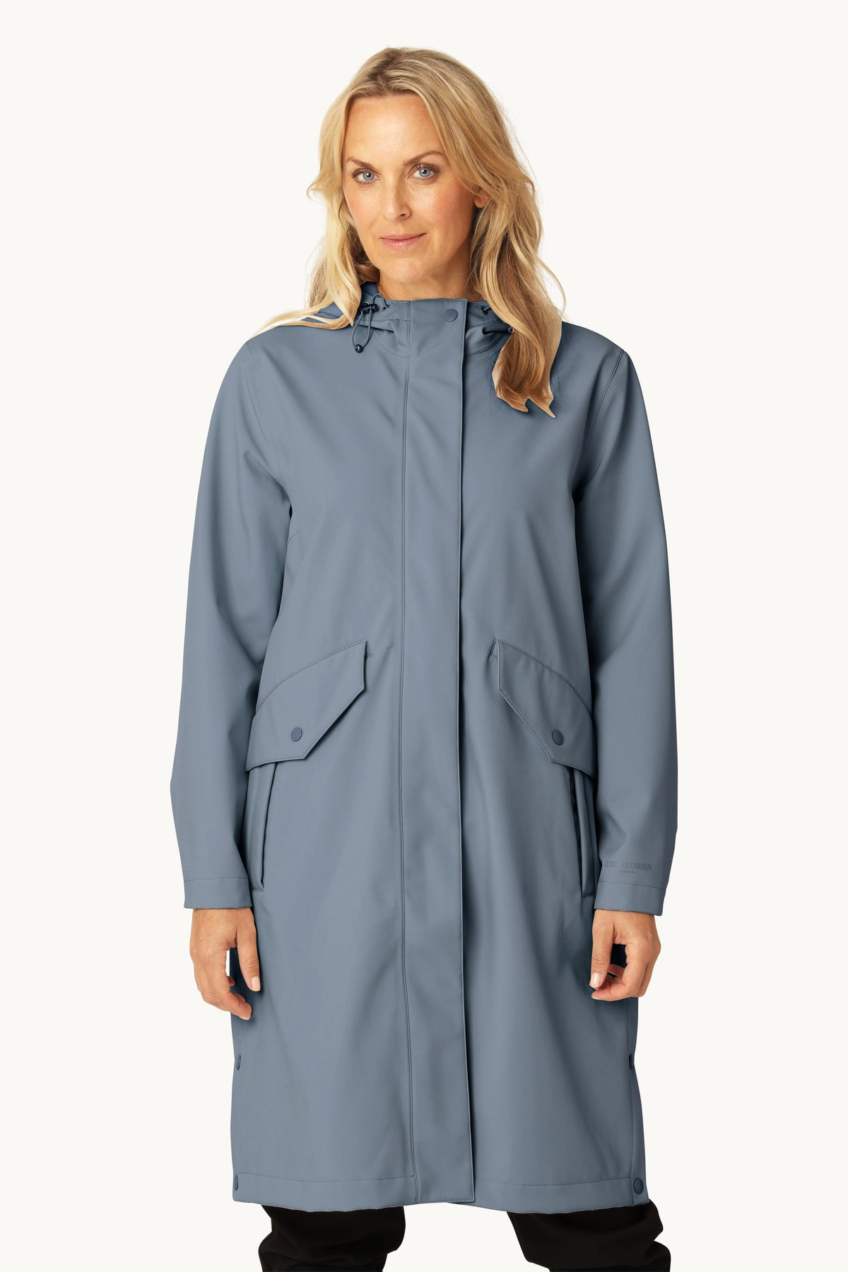 Long Softshell Raincoat - Grey Blue