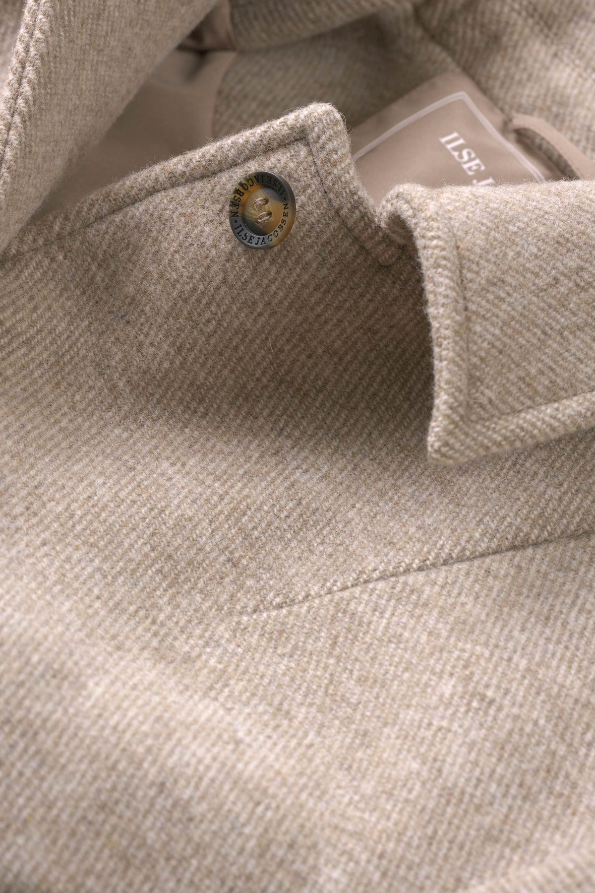Short buttoned Jacket with Patched Pockets - Greige